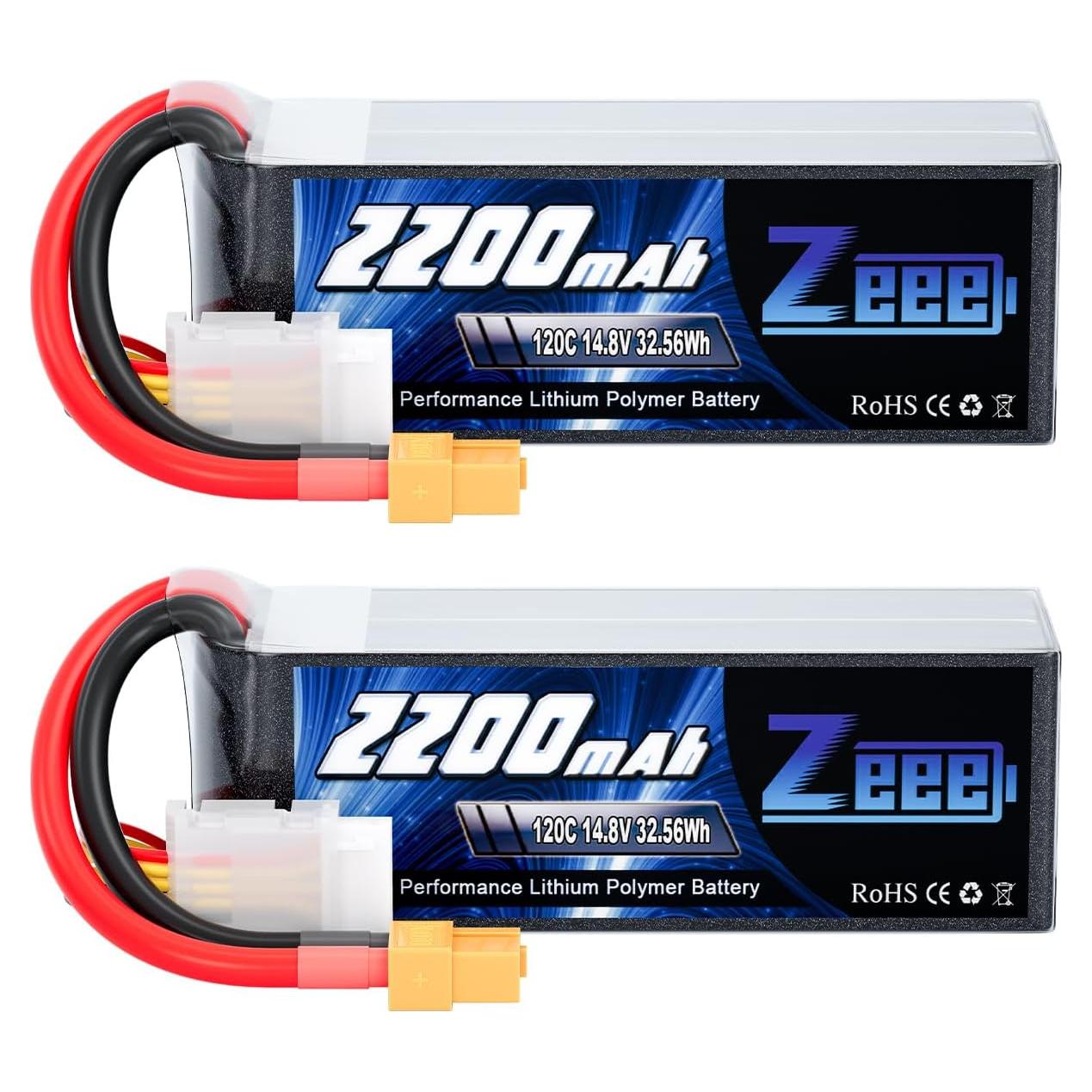 Batería Lipo Zeee 4S 2200mAh 14.8V 120C XT60 - 2 Unidades