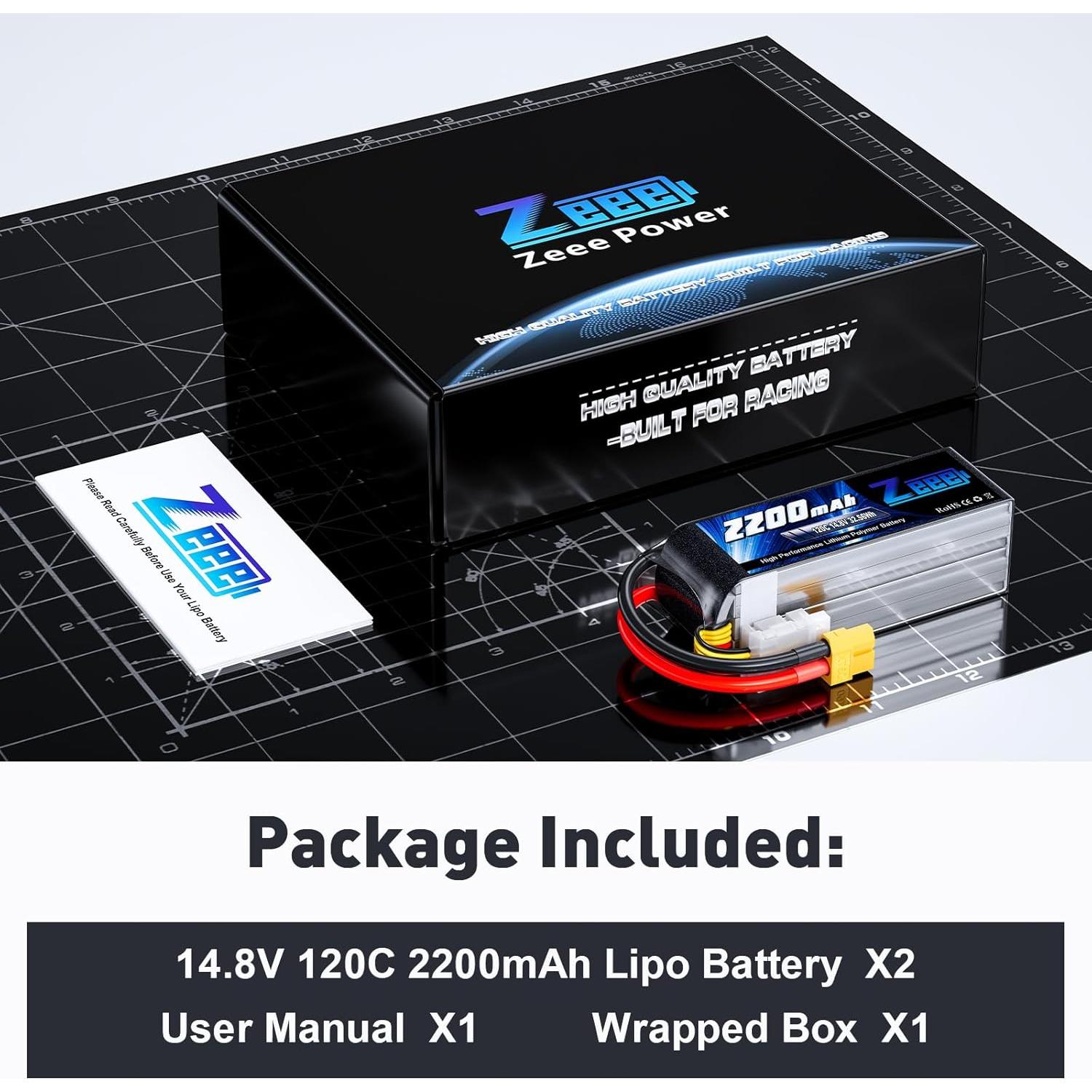 Batería Lipo Zeee 4S 2200mAh 14.8V 120C XT60 - 2 Unidades