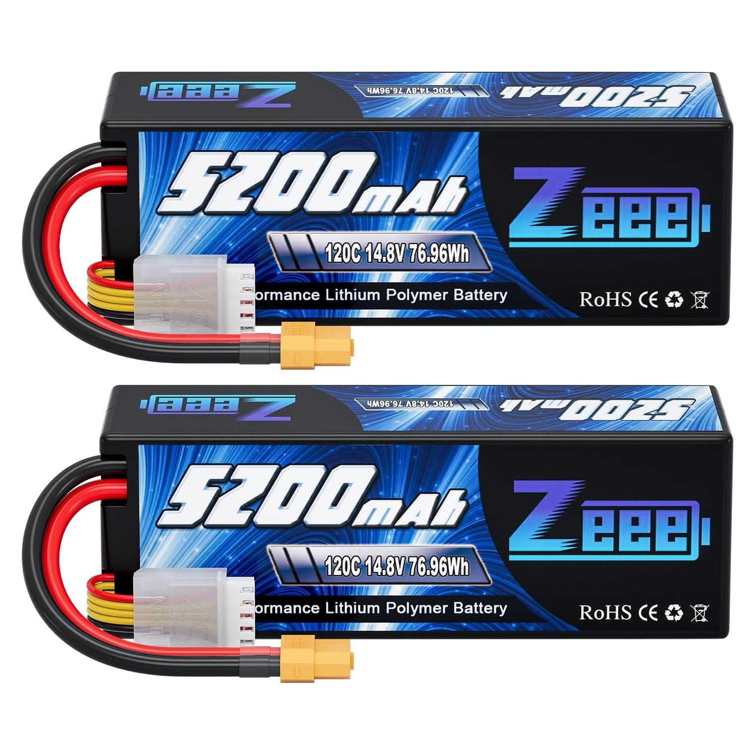 Batería Lipo Zeee 4S 5200mAh 14.8V 120C con XT60 - 2 Paquete