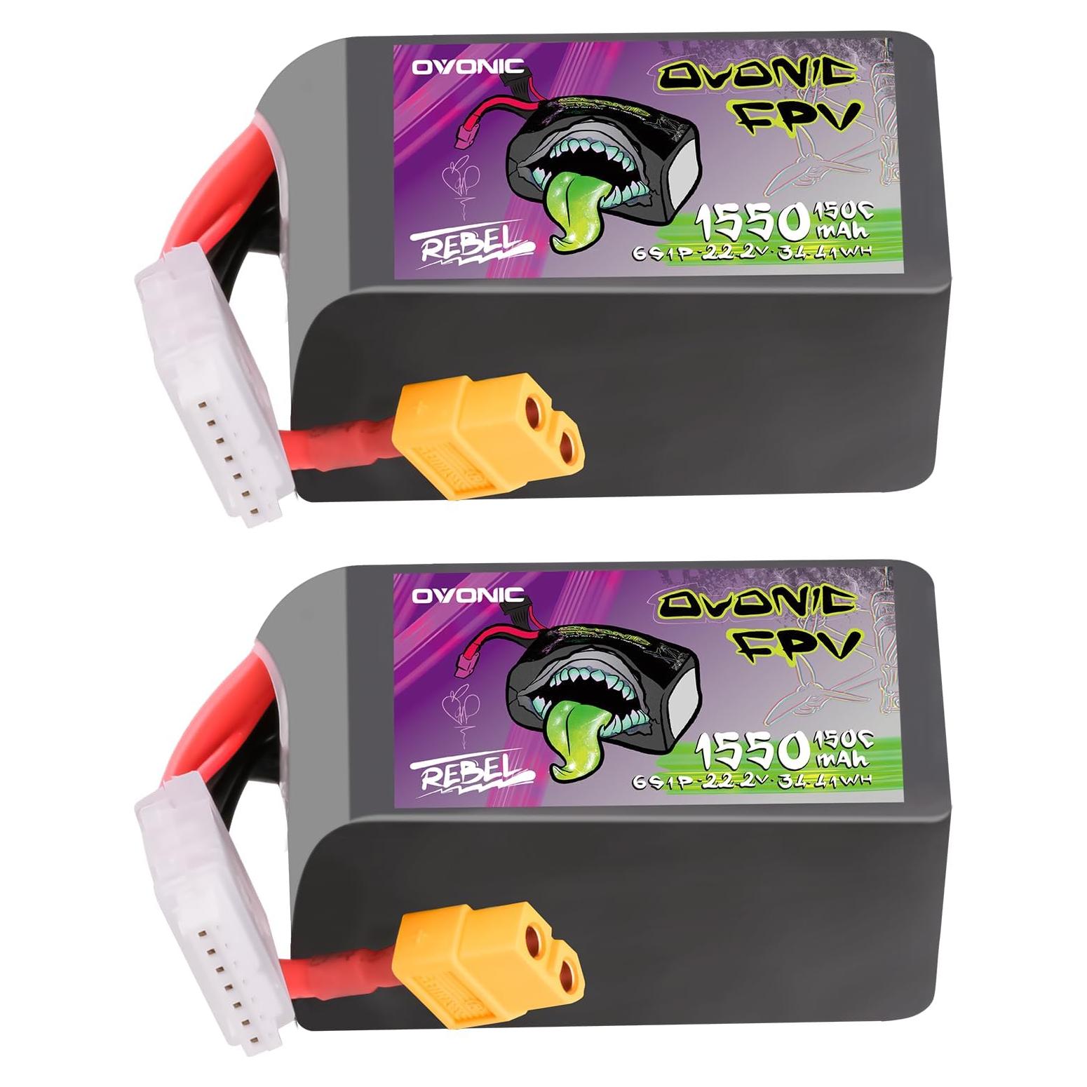 Batería LiPo OVONIC 22.2V 1550mAh 150C XT60 - 2 Paquete