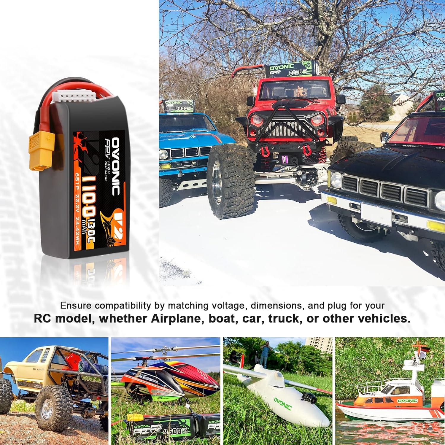 Batería Lipo OVONIC 130C 6S 1100mAh 22.2V XT60 para FPV