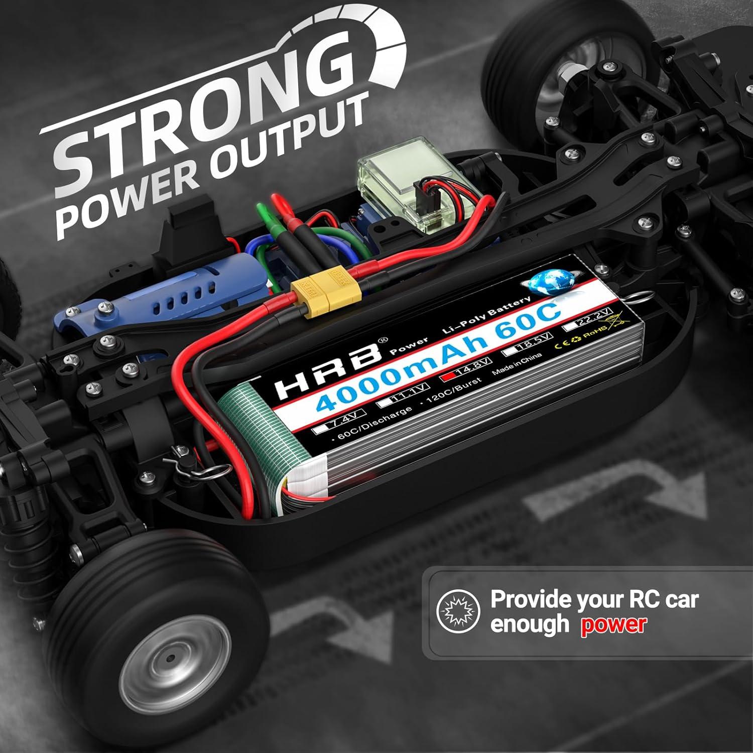 Batería Lipo 4S 4000mAh 60C XT60 HRB para RC - 2 Pcs