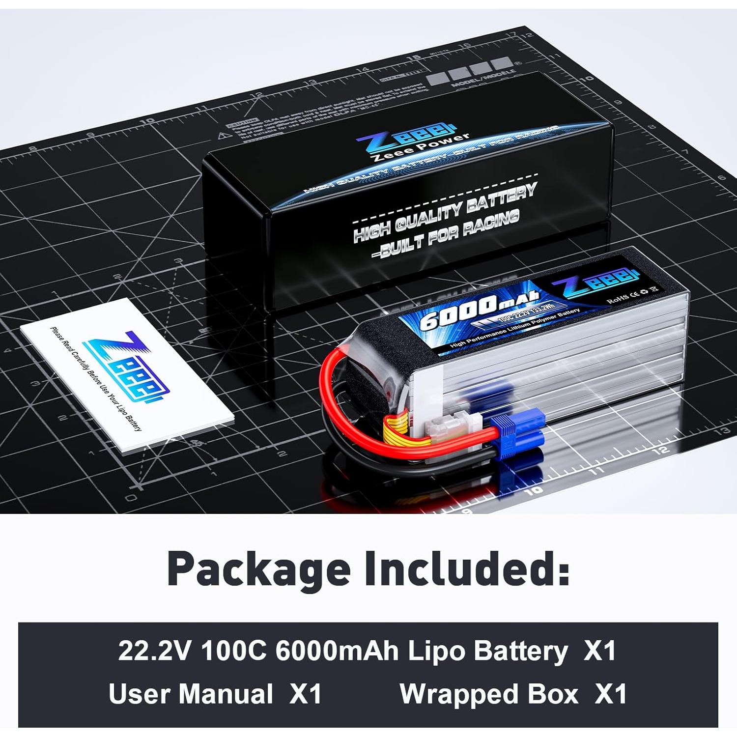 Batería Lipo Zeee 22.2V 100C 6000mAh 6S EC5 para RC