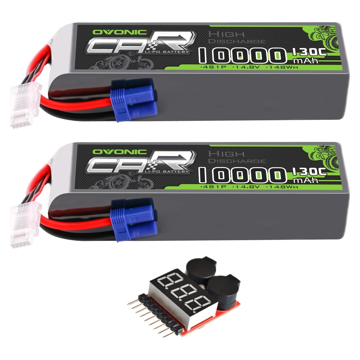 Batería LiPo OVONIC 4S 10000mAh 14.8V 130C EC5 - Paquete de 2