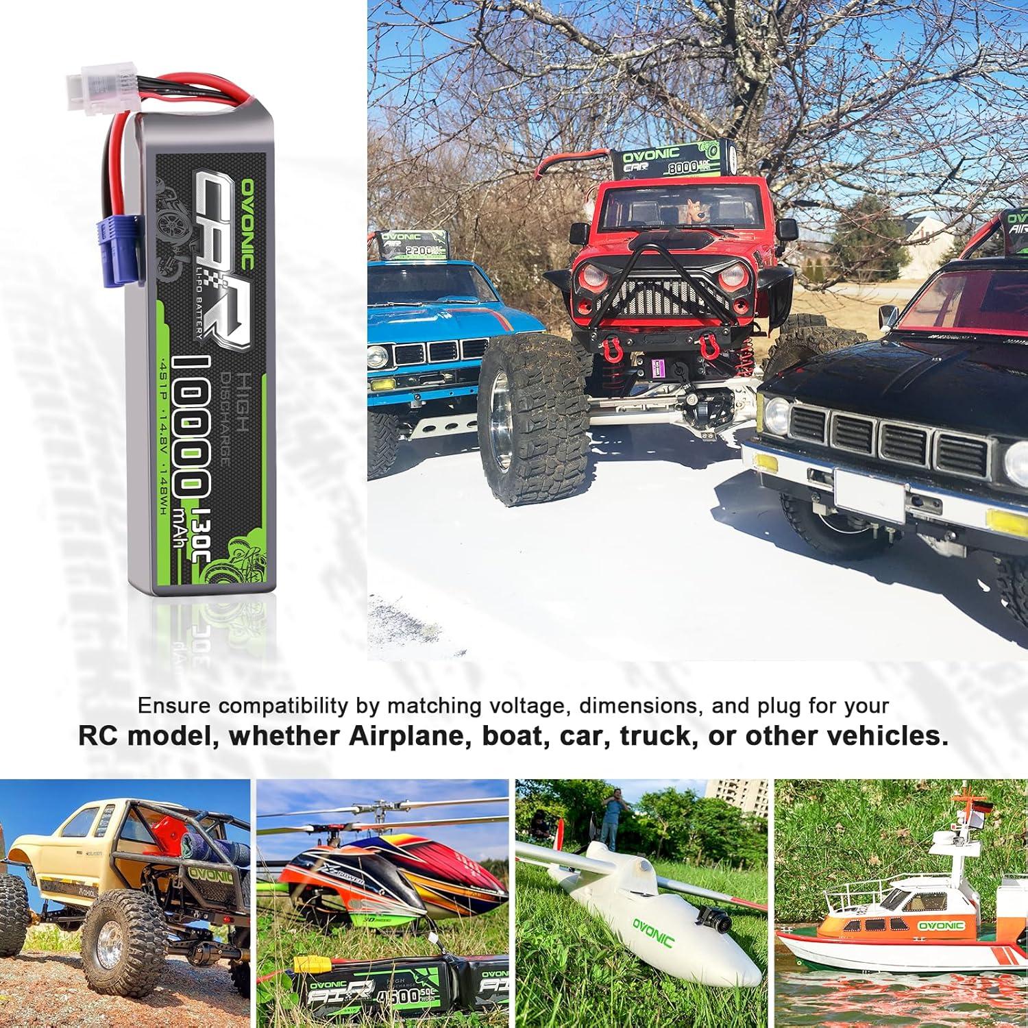 Batería LiPo OVONIC 4S 10000mAh 14.8V 130C EC5 - Paquete de 2