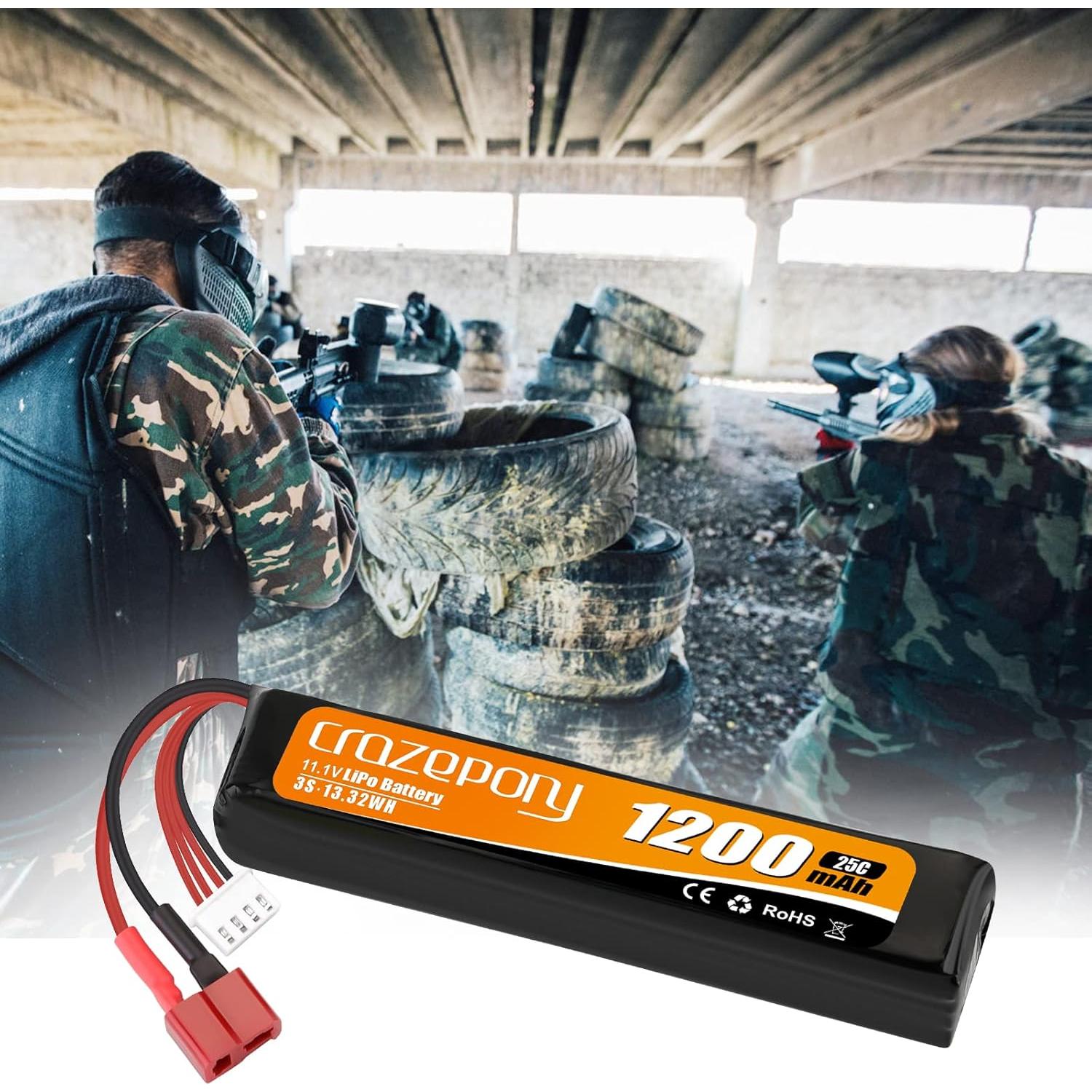 Batería LiPo Airsoft Crazepony 11.1V 1200mAh 25C T-Plug