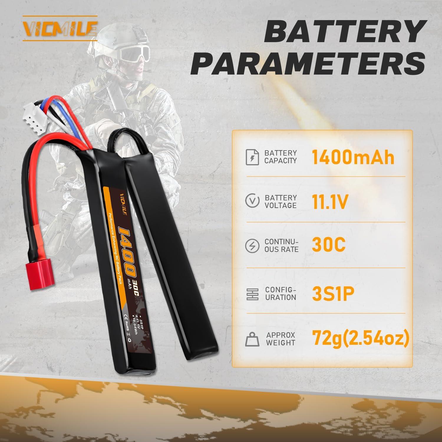 Batería Lipo VICMILE 11.1V 1400mAh 30C para Airsoft