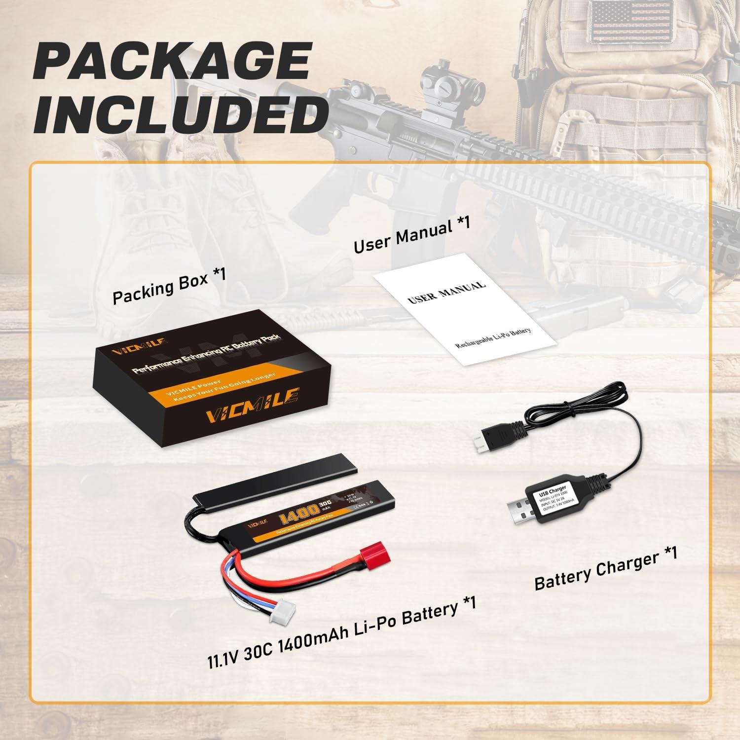 Batería Lipo VICMILE 11.1V 1400mAh 30C para Airsoft