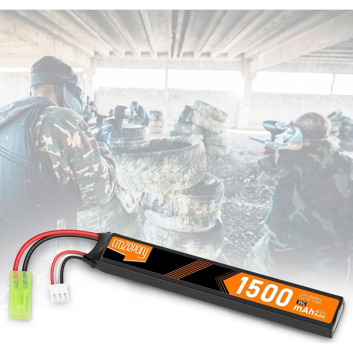 Batería Recargable Crazepony 7.4V 1500mAh LiPo para Airsoft