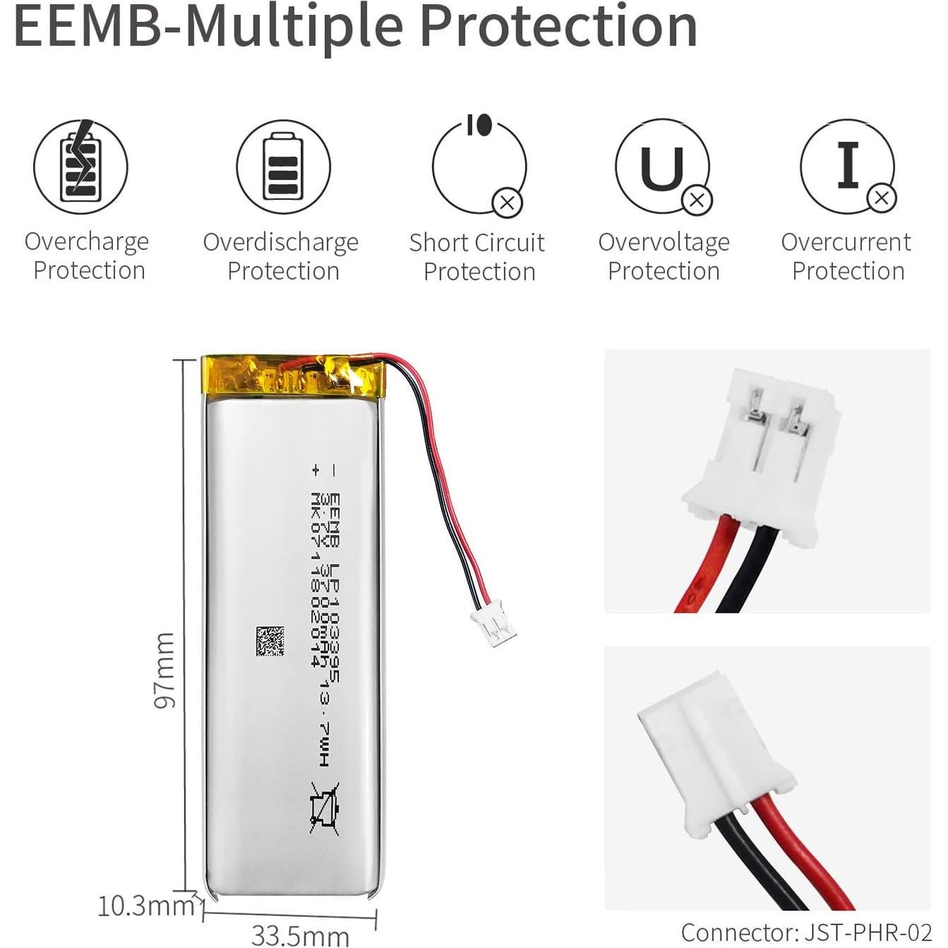 Batería de polímero de litio EEMB 3.7V 3700mAh para dispositivos