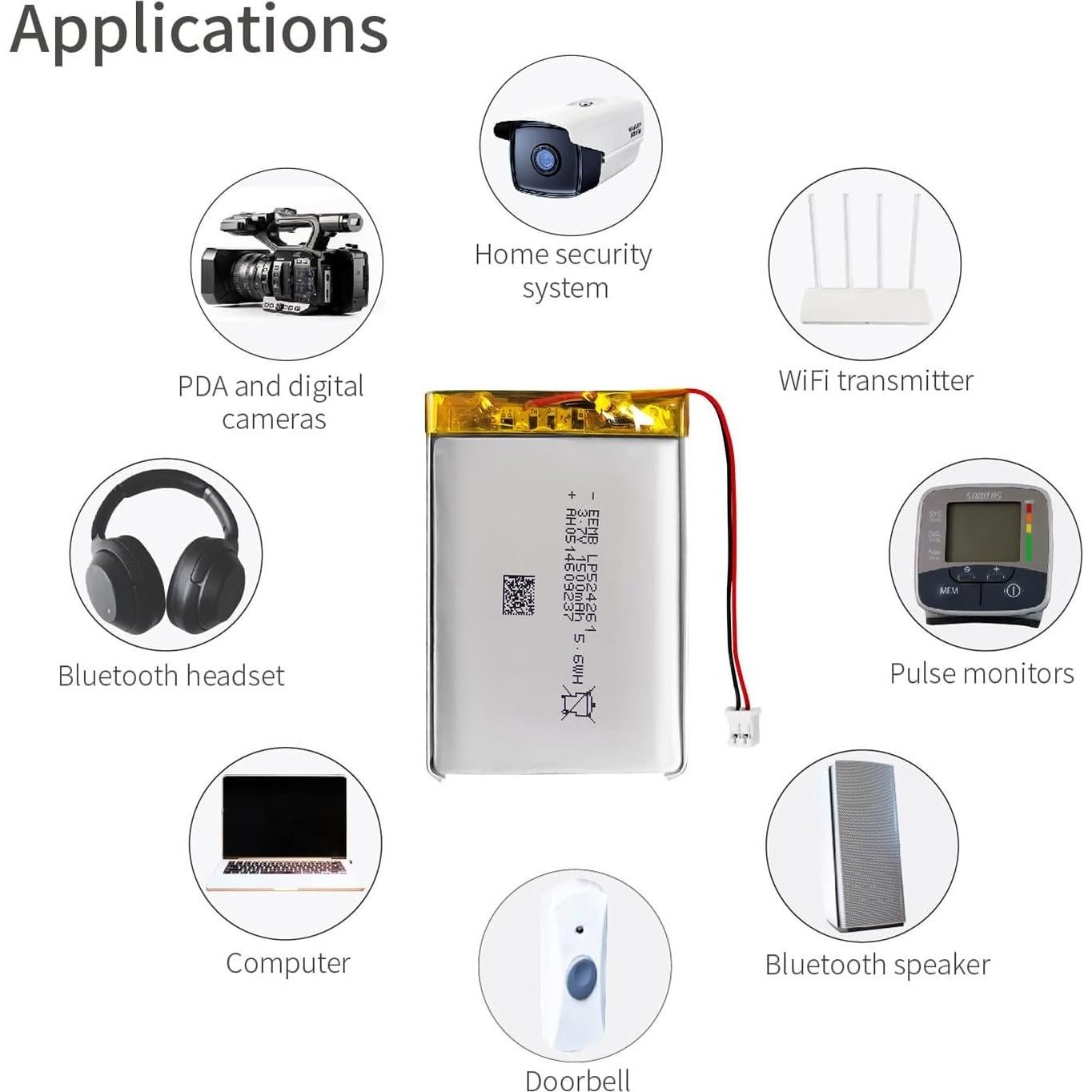 Batería de polímero de litio EEMB 3.7V 1500mAh 524261