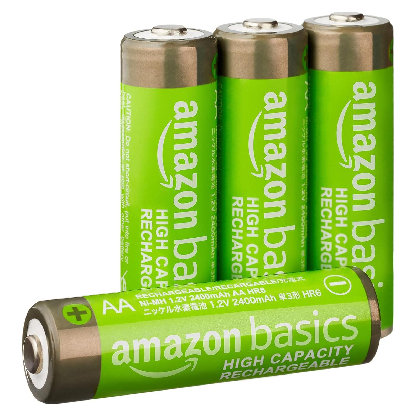 Baterías Recargables AA NiMH Amazon Basics 2400 mAh Paquete de 4