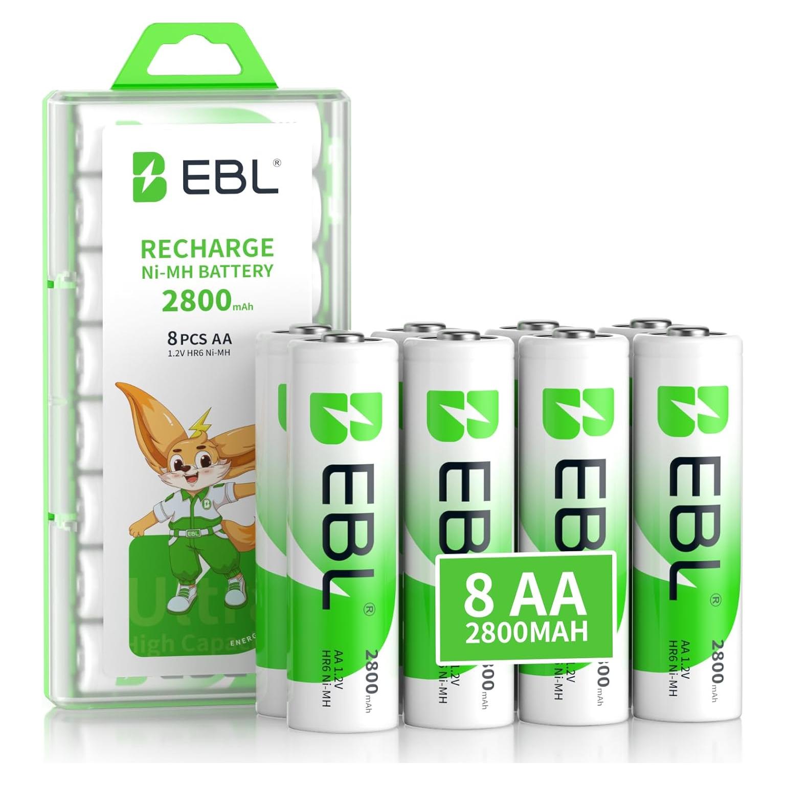 Baterías Recargables EBL AA 2800mAh - Paquete de 8 Unidades