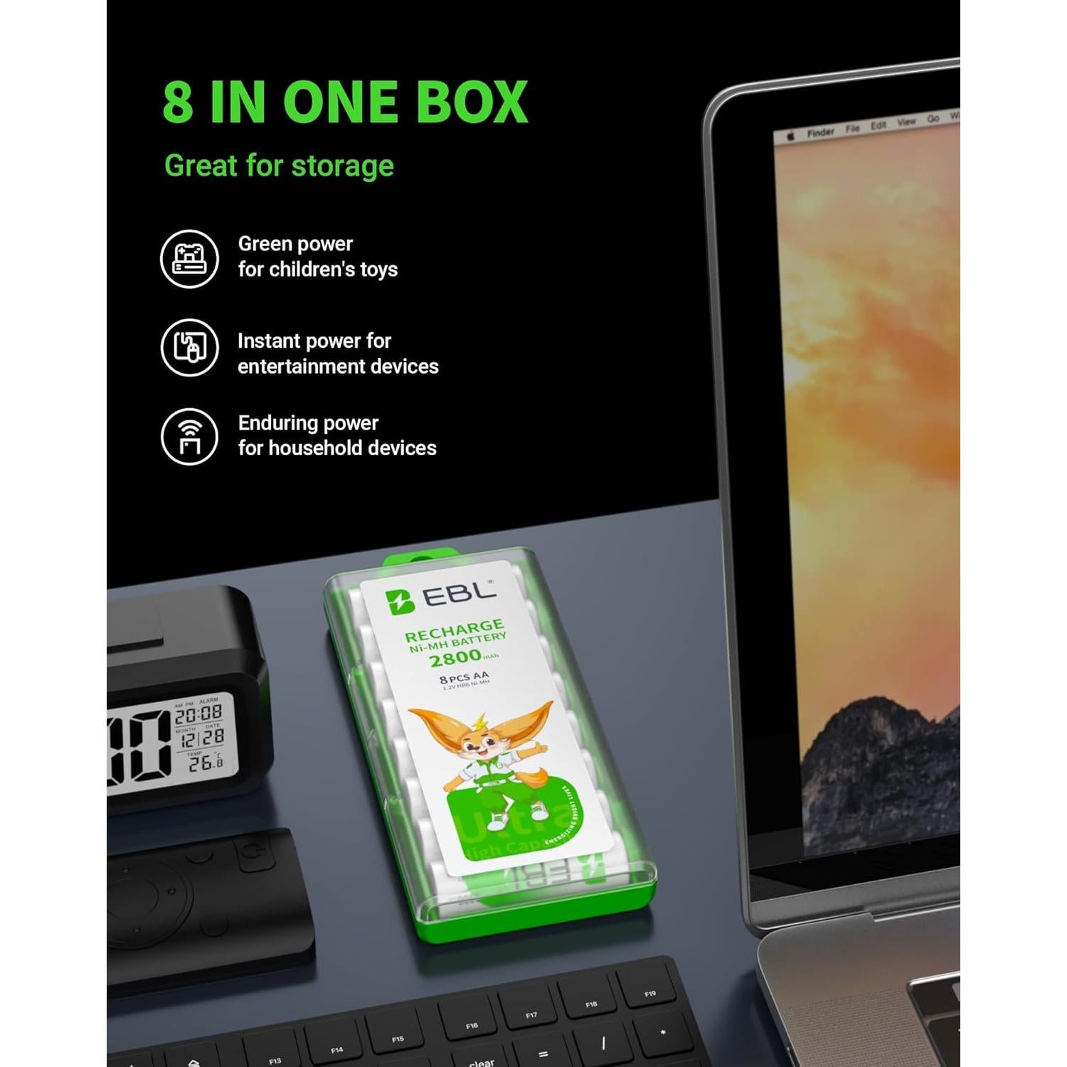 Baterías Recargables EBL AA 2800mAh - Paquete de 8 Unidades