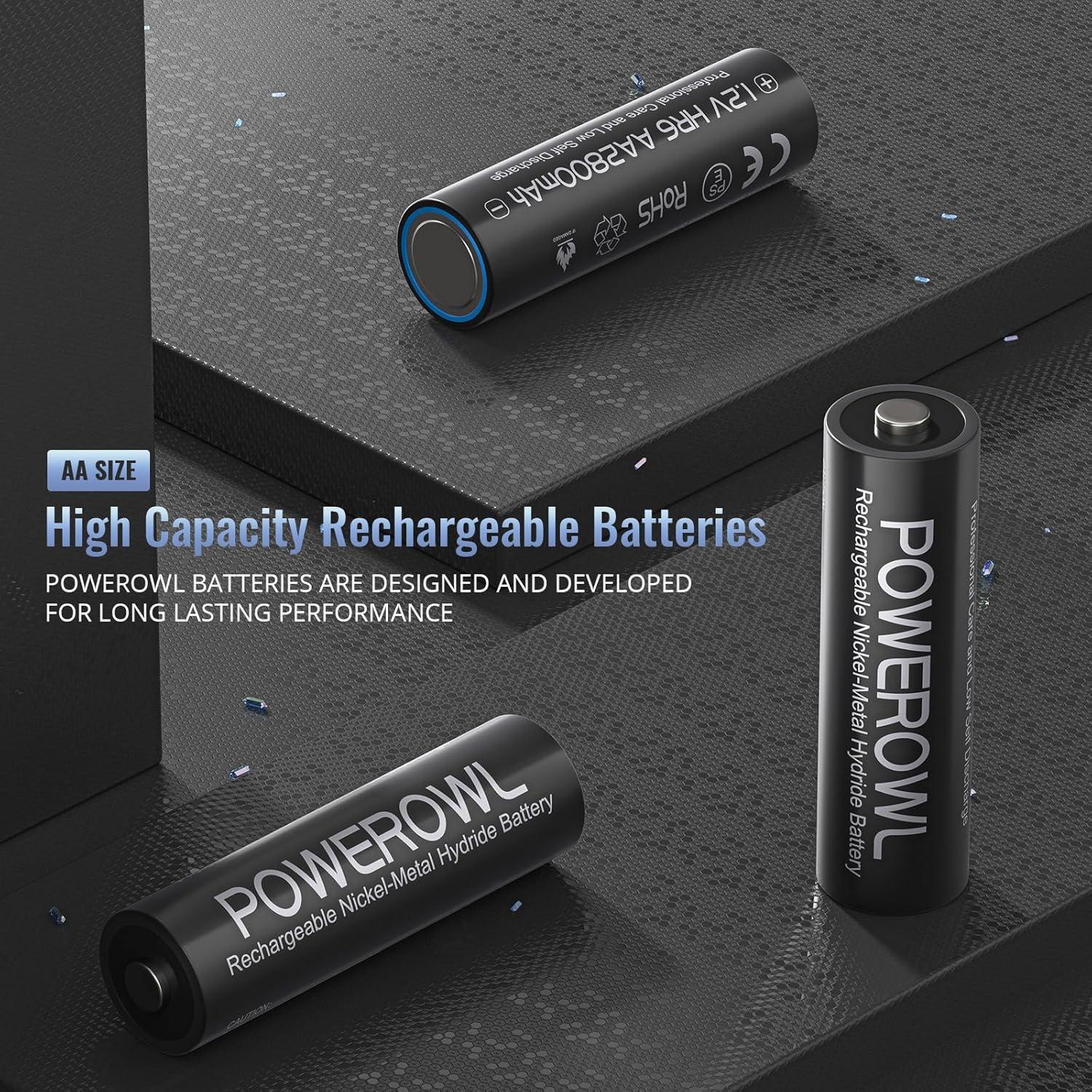 Baterías recargables AA Powerowl 2800mAh NiMH - Paquete de 12