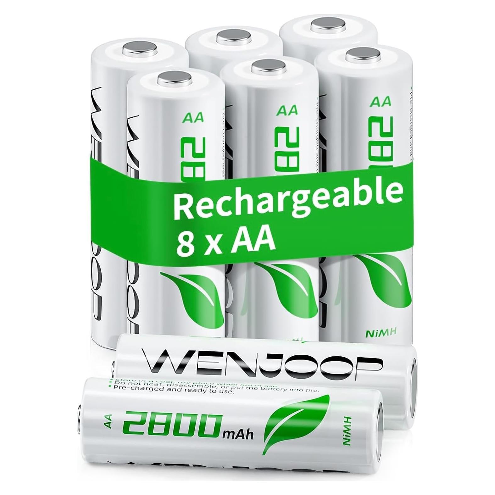 Baterías AA Recargables WENJOOP 2800mAh 8-Pack NiMH