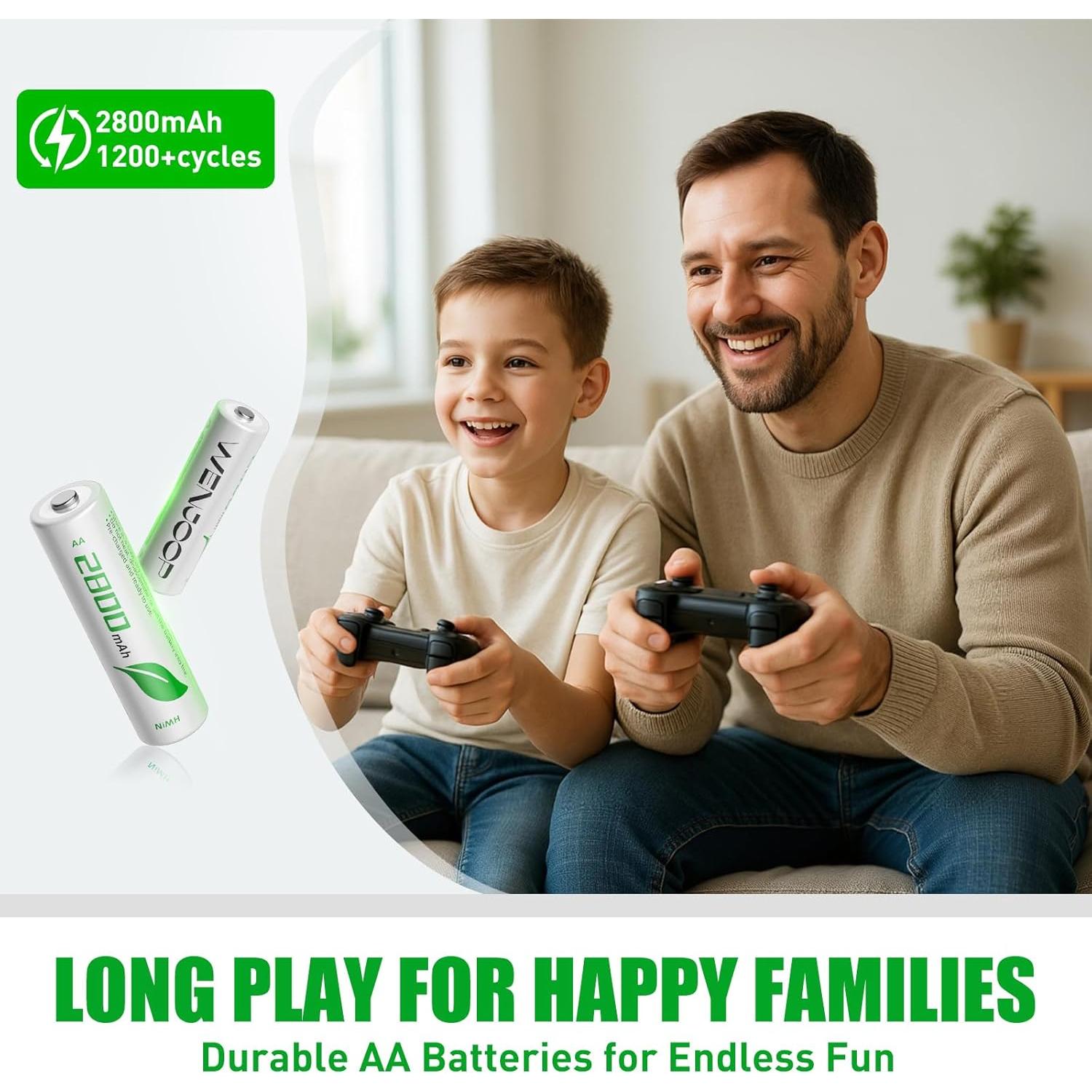 Baterías AA Recargables WENJOOP 2800mAh 8-Pack NiMH