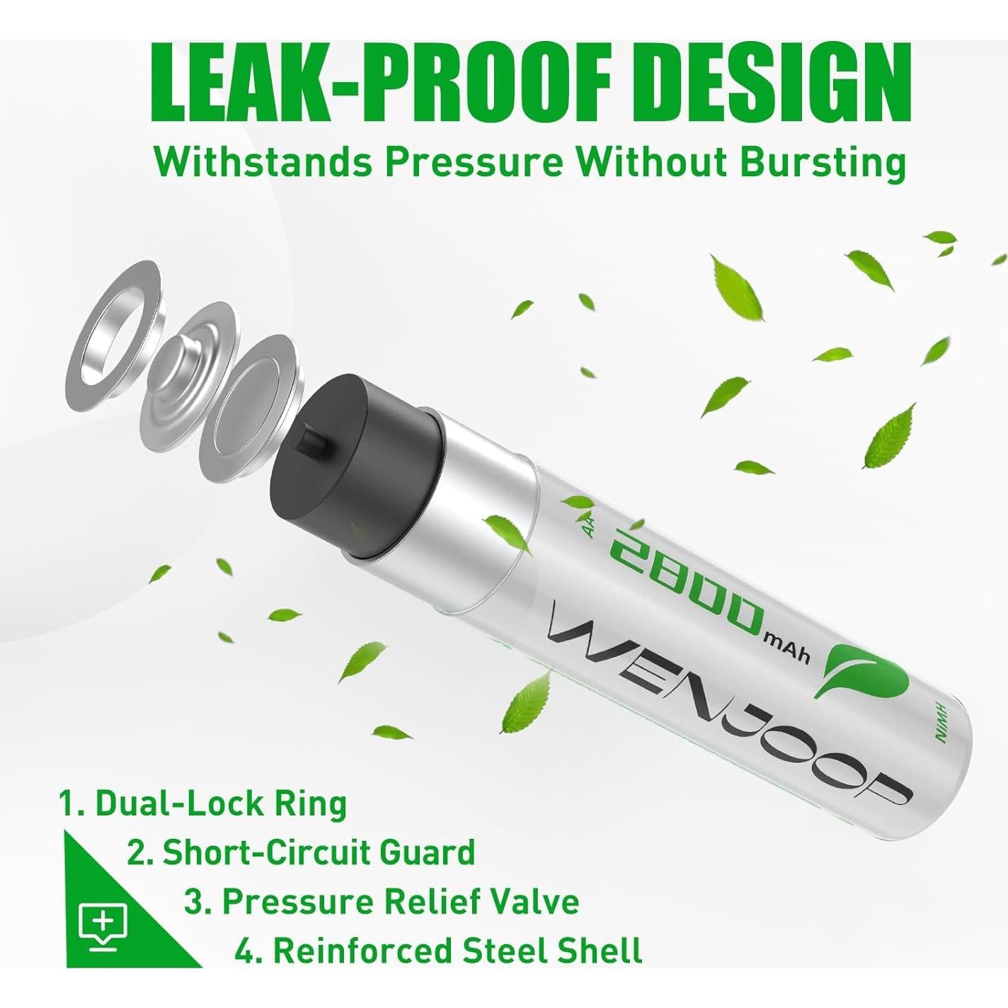 Baterías AA Recargables WENJOOP 2800mAh 8-Pack NiMH