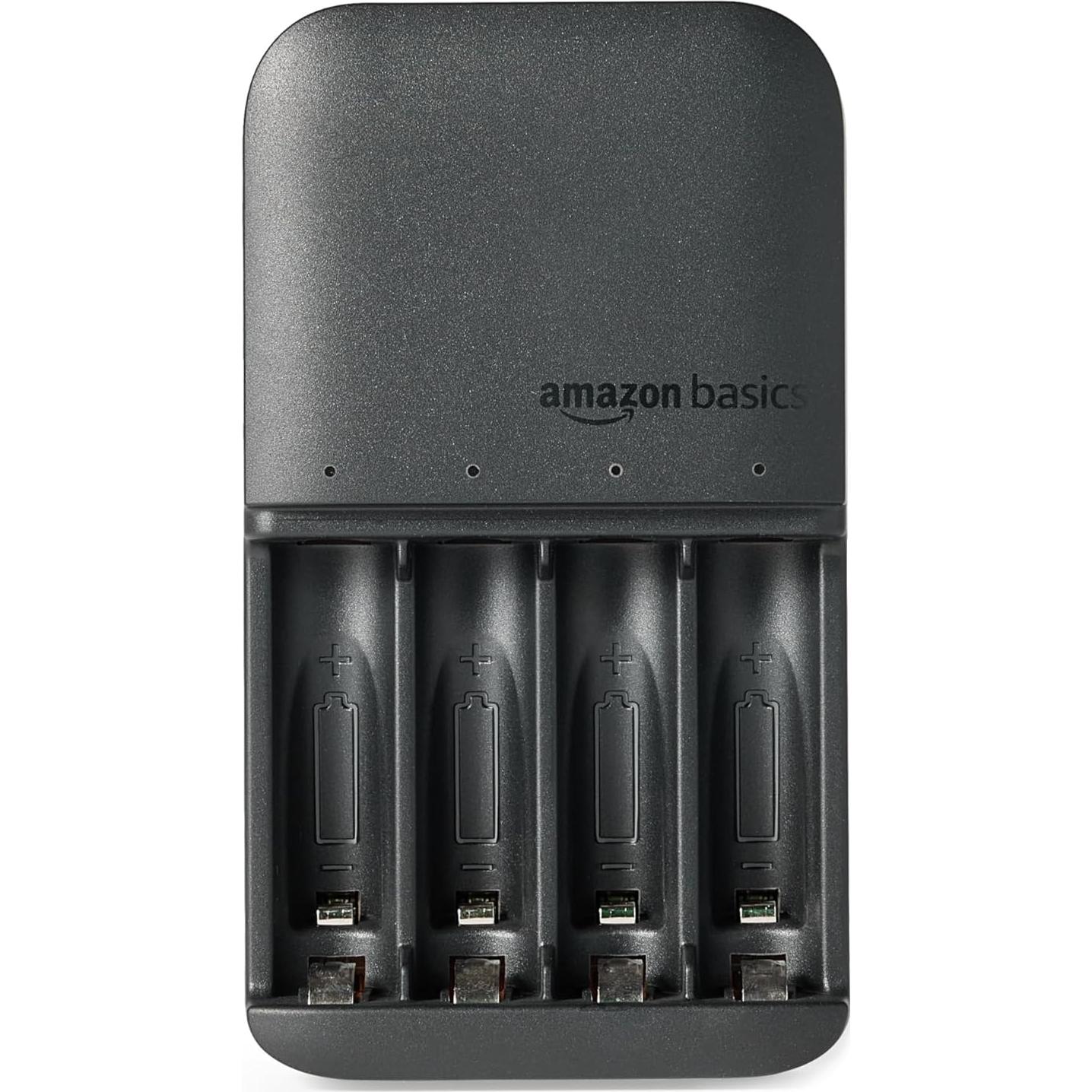 Cargador de Baterías AA/AAA Amazon Basics con 4 Baterías NiMH