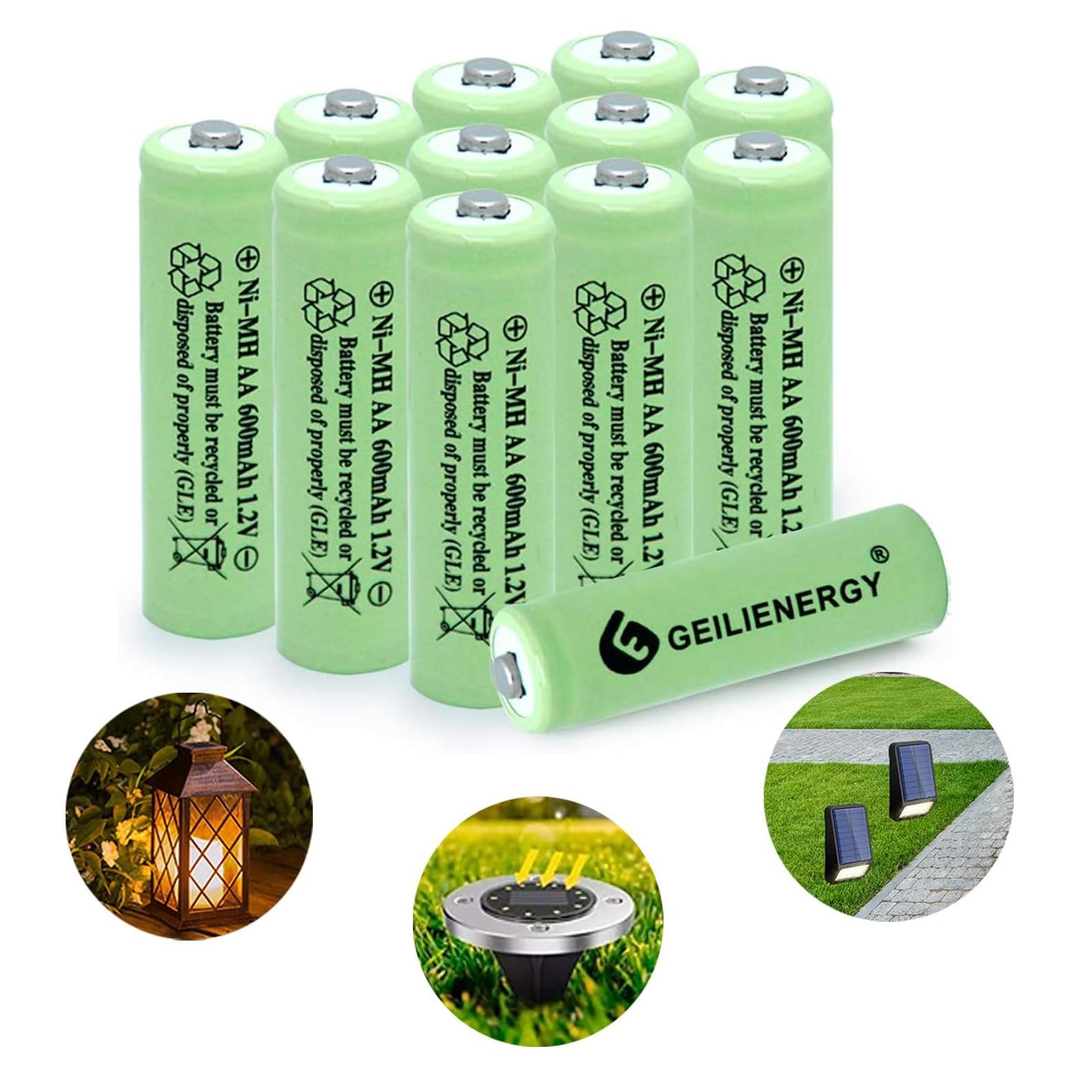 Baterías Recargables AA Ni-MH 600mAh GEILIENERGY - Paquete de 12