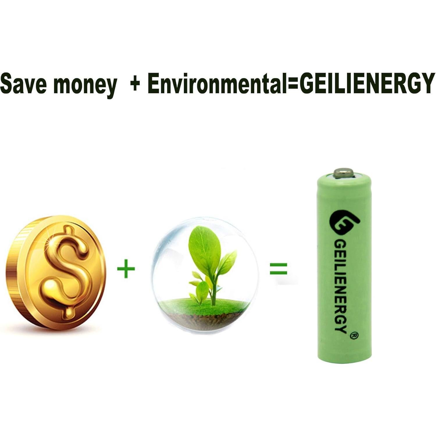 Baterías Recargables AA Ni-MH 600mAh GEILIENERGY - Paquete de 12