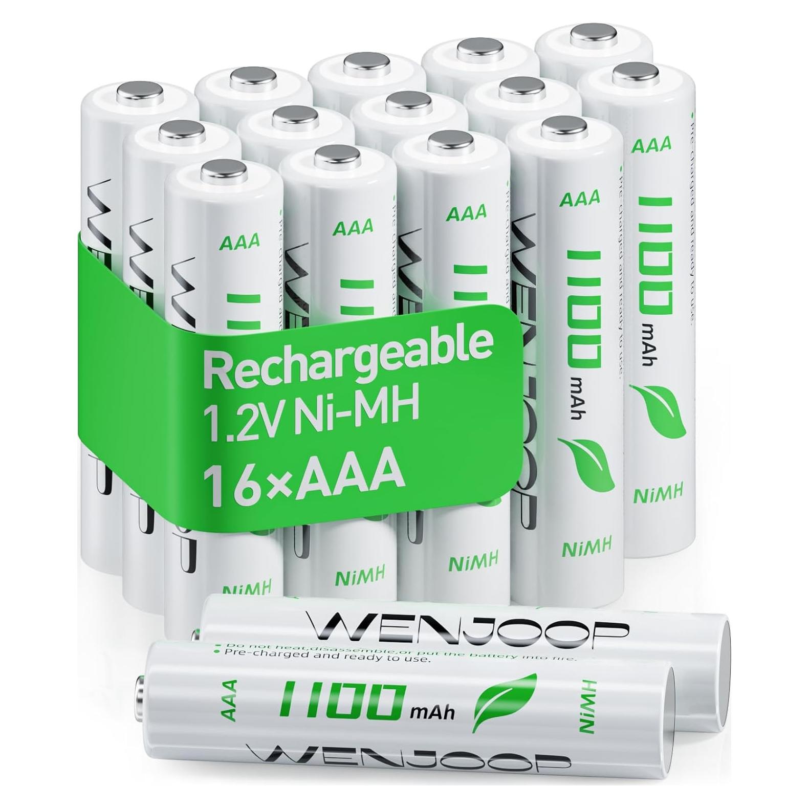 Baterías Recargables AAA WENJOOP 16 Piezas 1100mAh NiMH