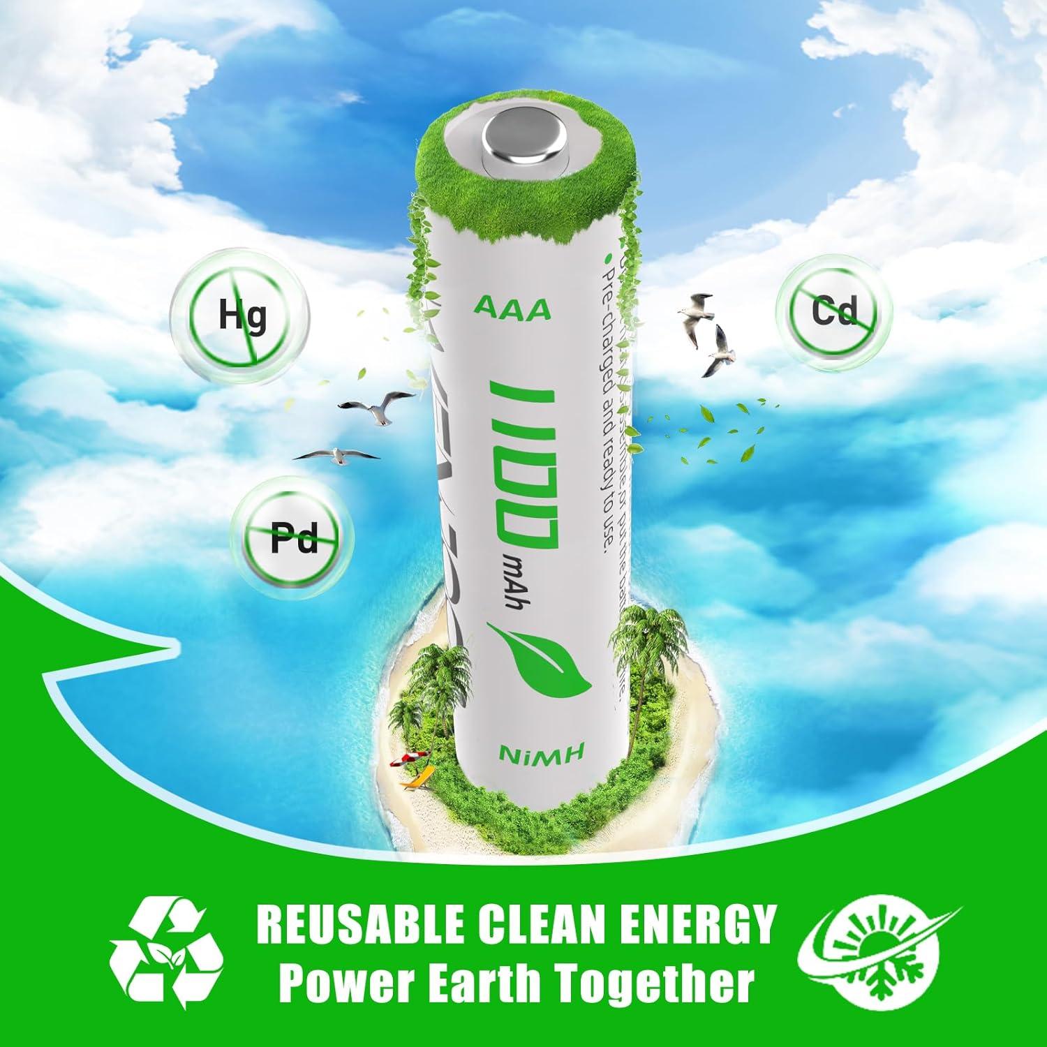 Baterías Recargables AAA WENJOOP 16 Piezas 1100mAh NiMH