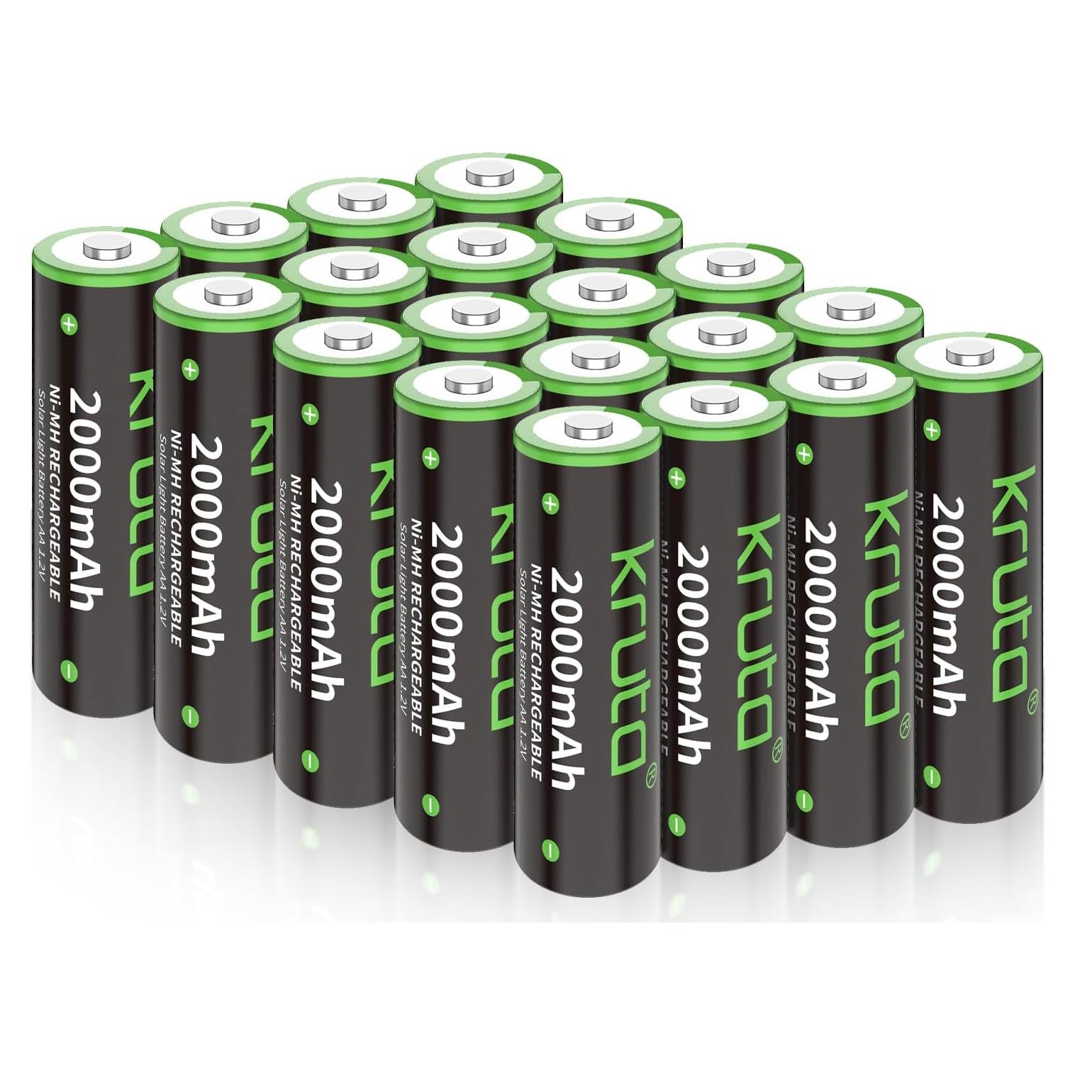 Baterías recargables AA Kruta 2000mAh - Paquete de 20