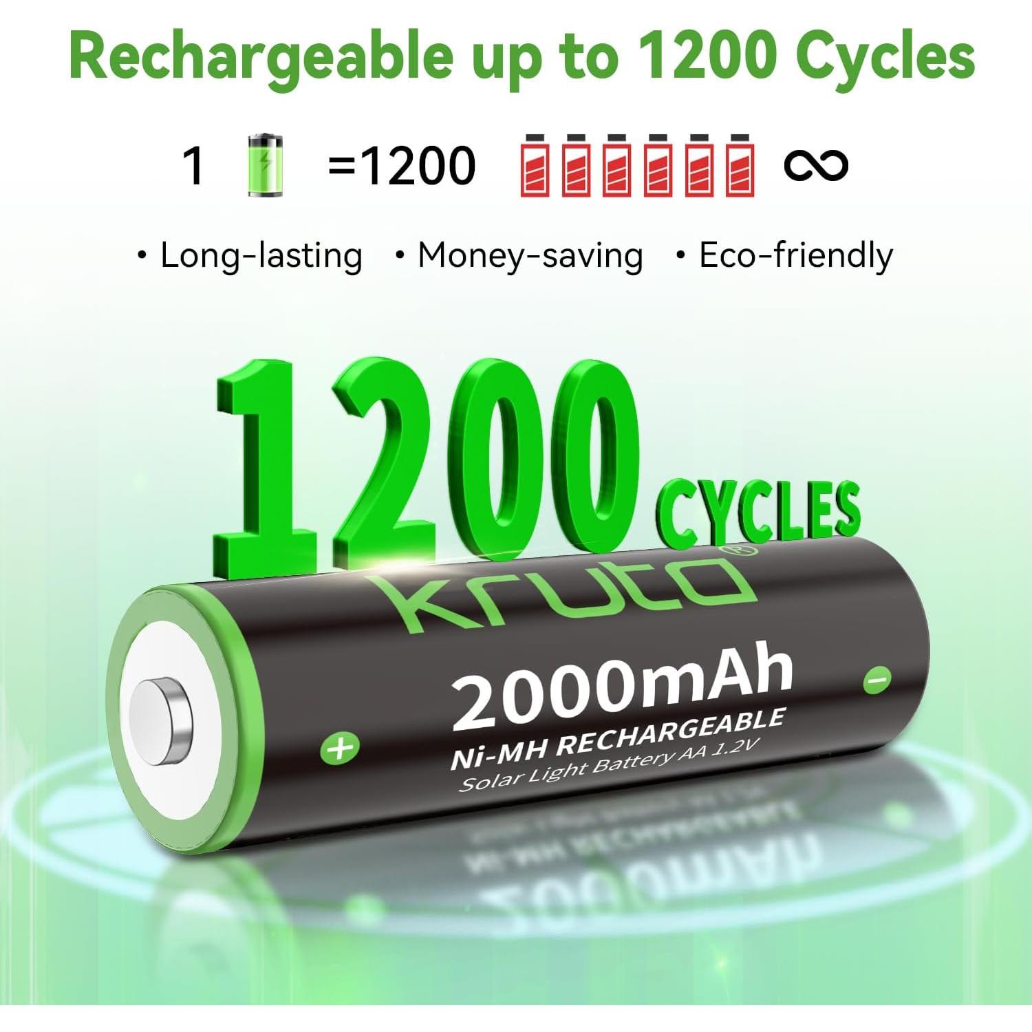 Baterías recargables AA Kruta 2000mAh - Paquete de 20