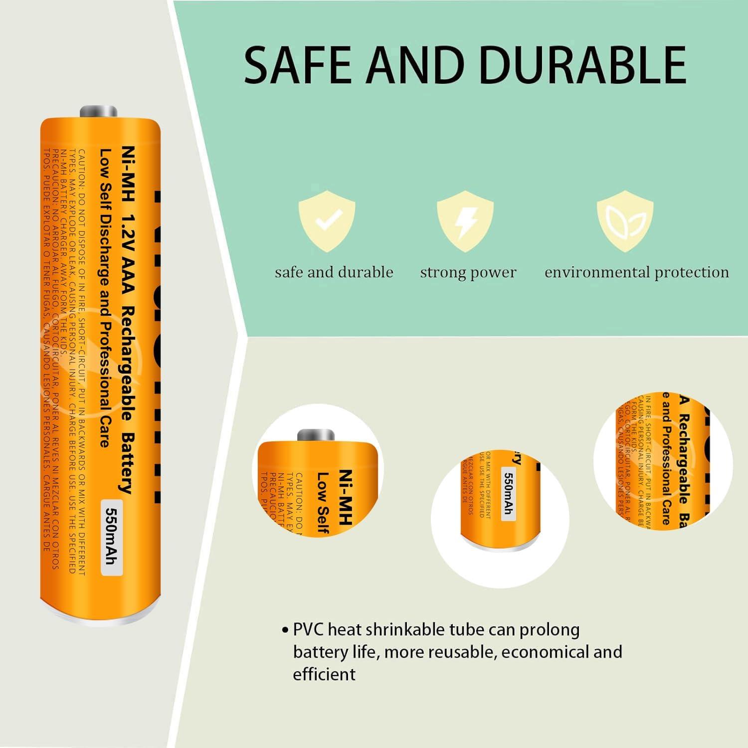 Paquete de 4 Baterías Recargables NiMH AAA 1.2V 550mAh Panasonic