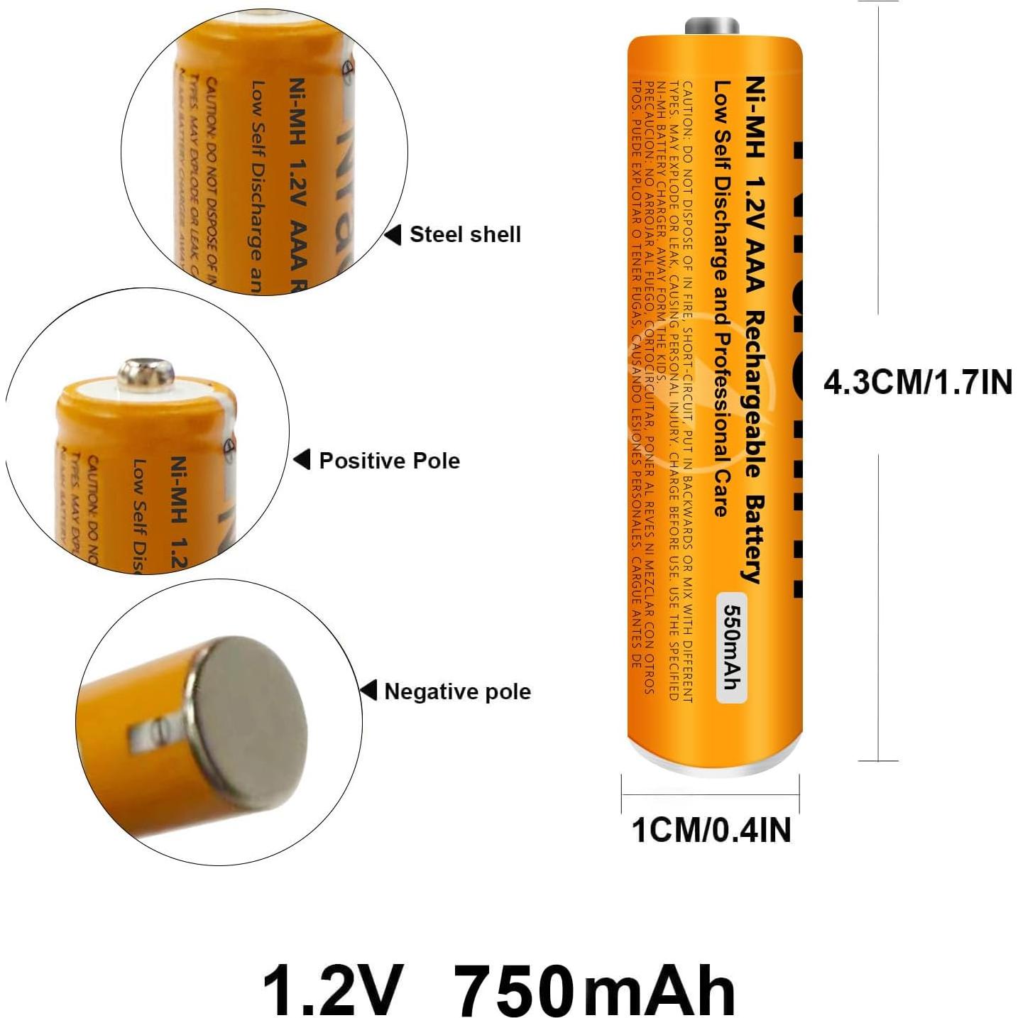 Paquete de 4 Baterías Recargables NiMH AAA 1.2V 550mAh Panasonic