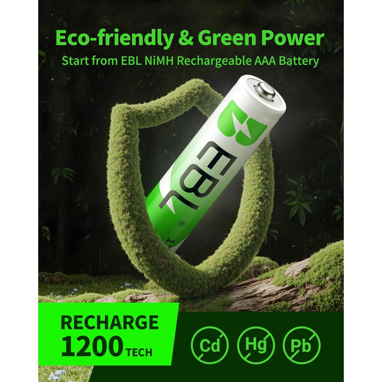 Baterías recargables AAA EBL 1100mAh 1.2V - 16 unidades