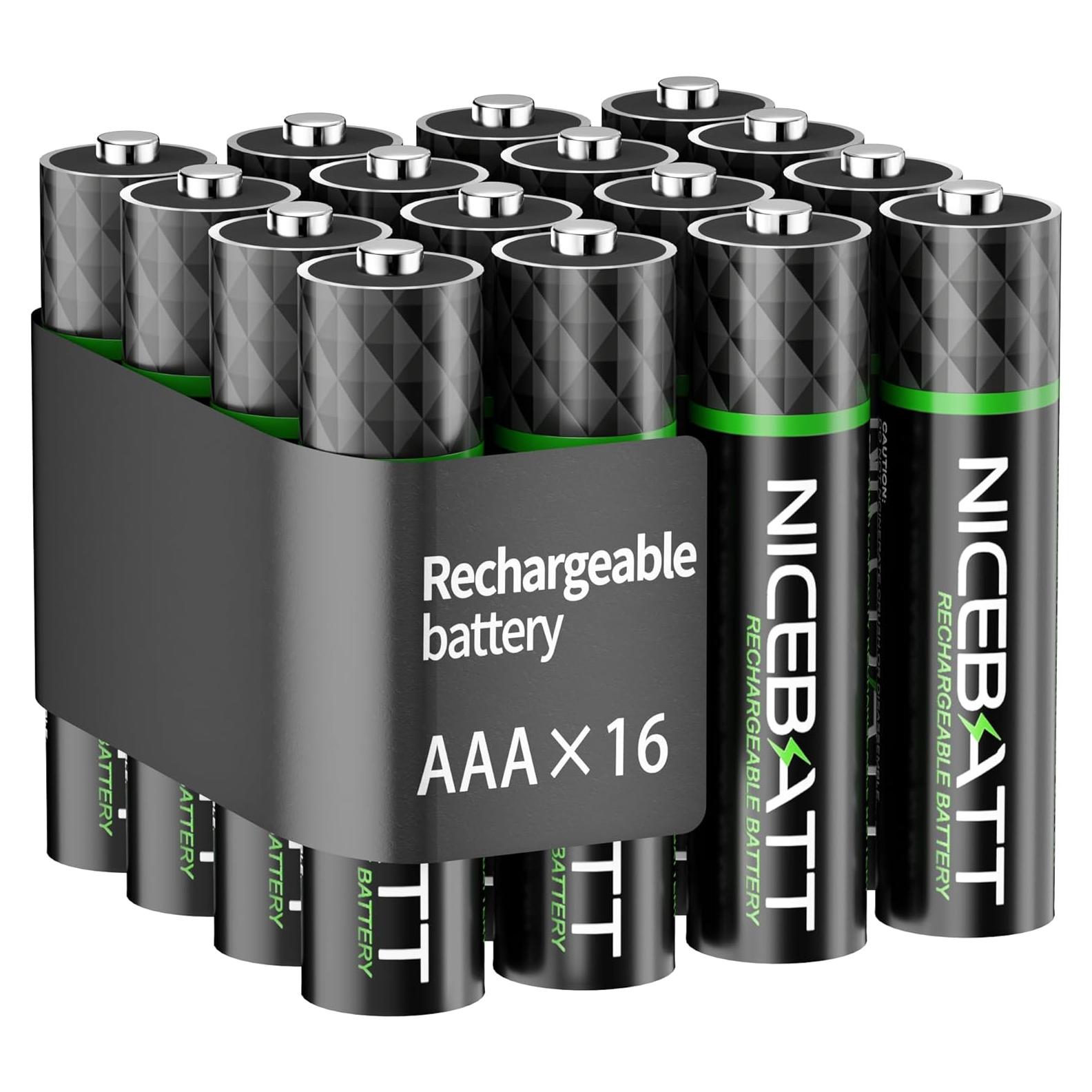 Baterías Recargables NiMH AAA 1100mAh NICEBATT - 16 Unidades