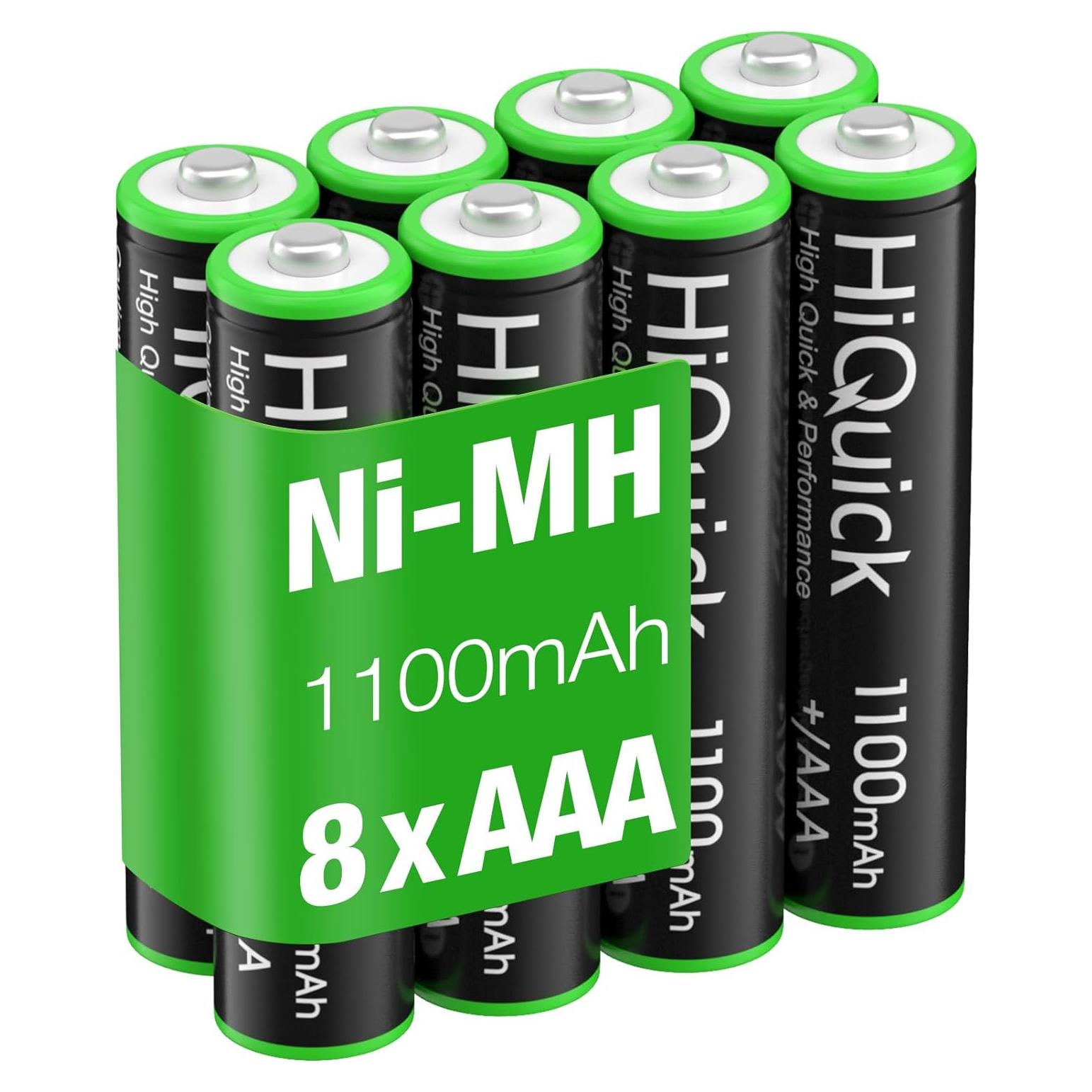 Baterías recargables AAA HiQuick 8 Pack 1100mAh NiMH