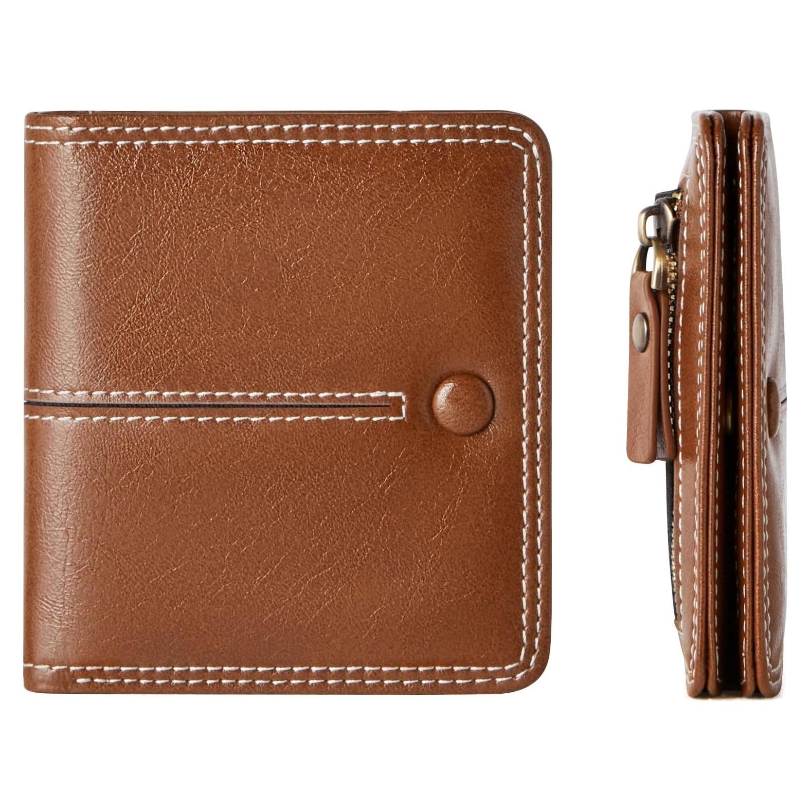 Billetera Delgada Bifold TFKGS de Cuero Vegano Marrón RFID