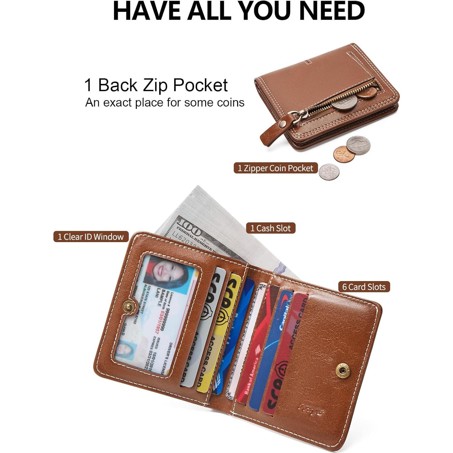 Billetera Delgada Bifold TFKGS de Cuero Vegano Marrón RFID