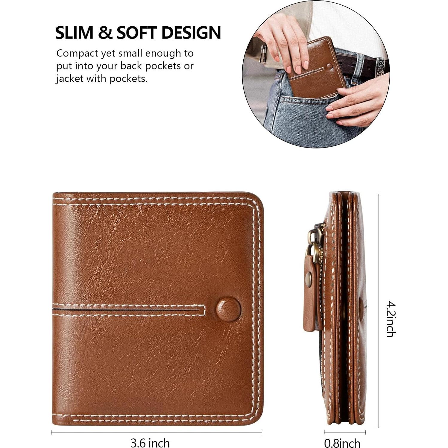 Billetera Delgada Bifold TFKGS de Cuero Vegano Marrón RFID