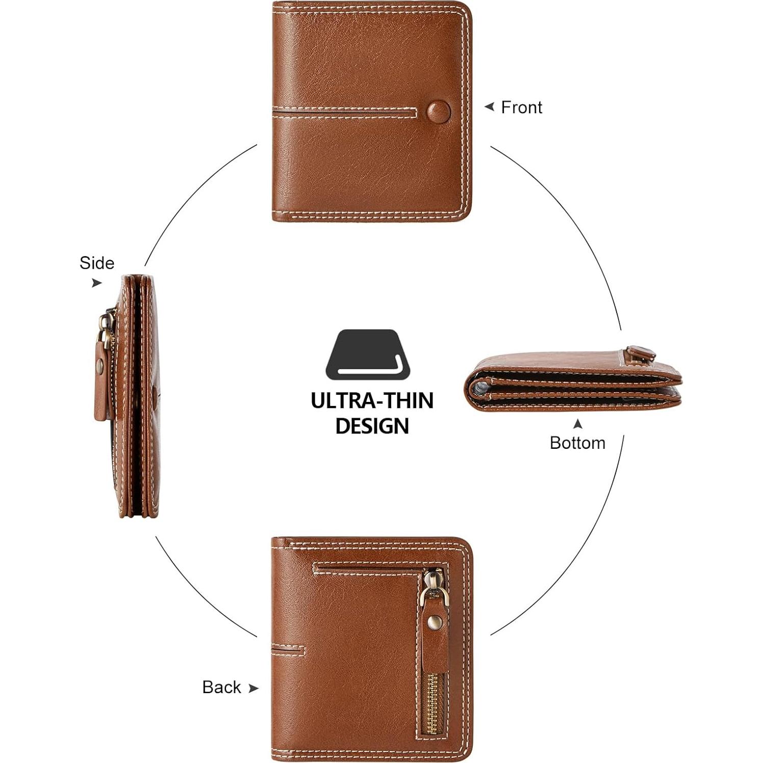 Billetera Delgada Bifold TFKGS de Cuero Vegano Marrón RFID