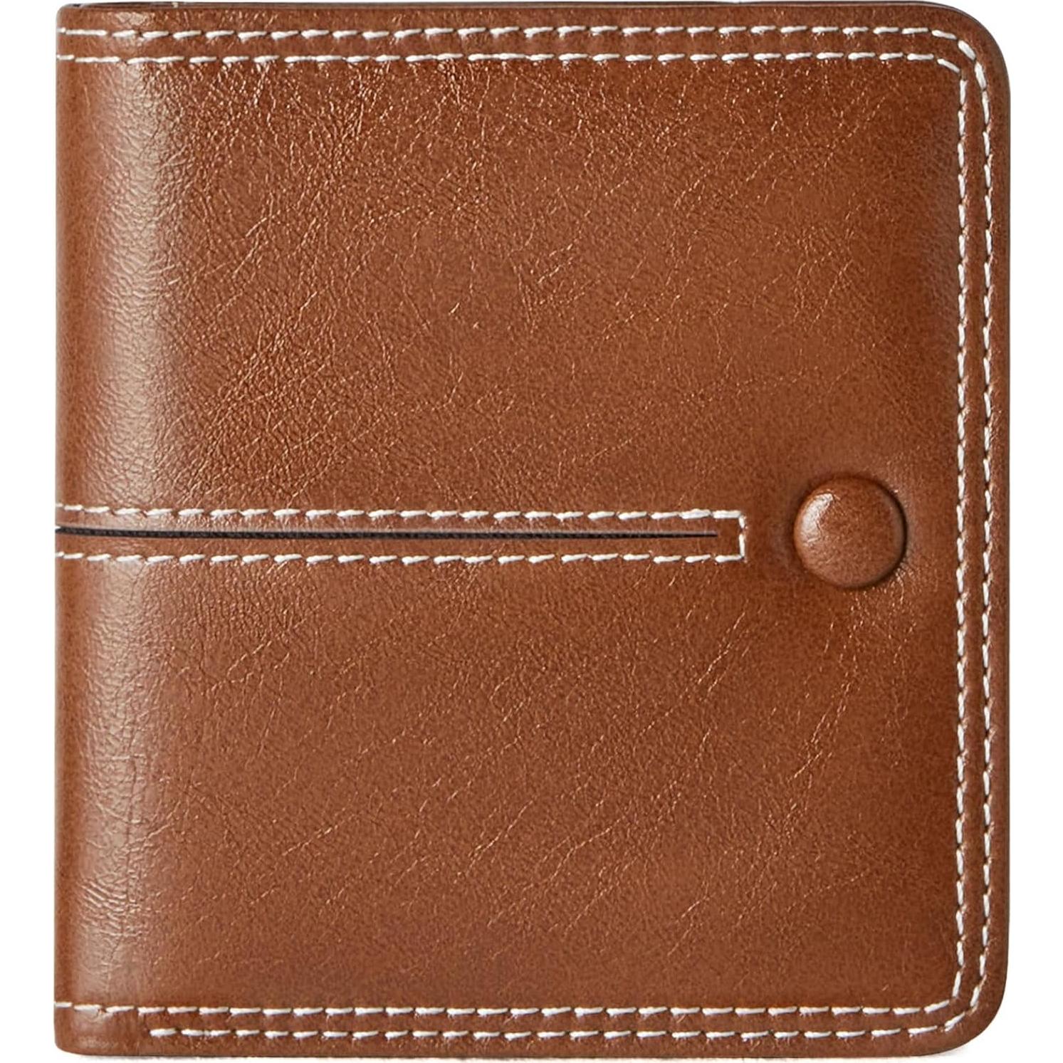 Billetera Delgada Bifold TFKGS de Cuero Vegano Marrón RFID