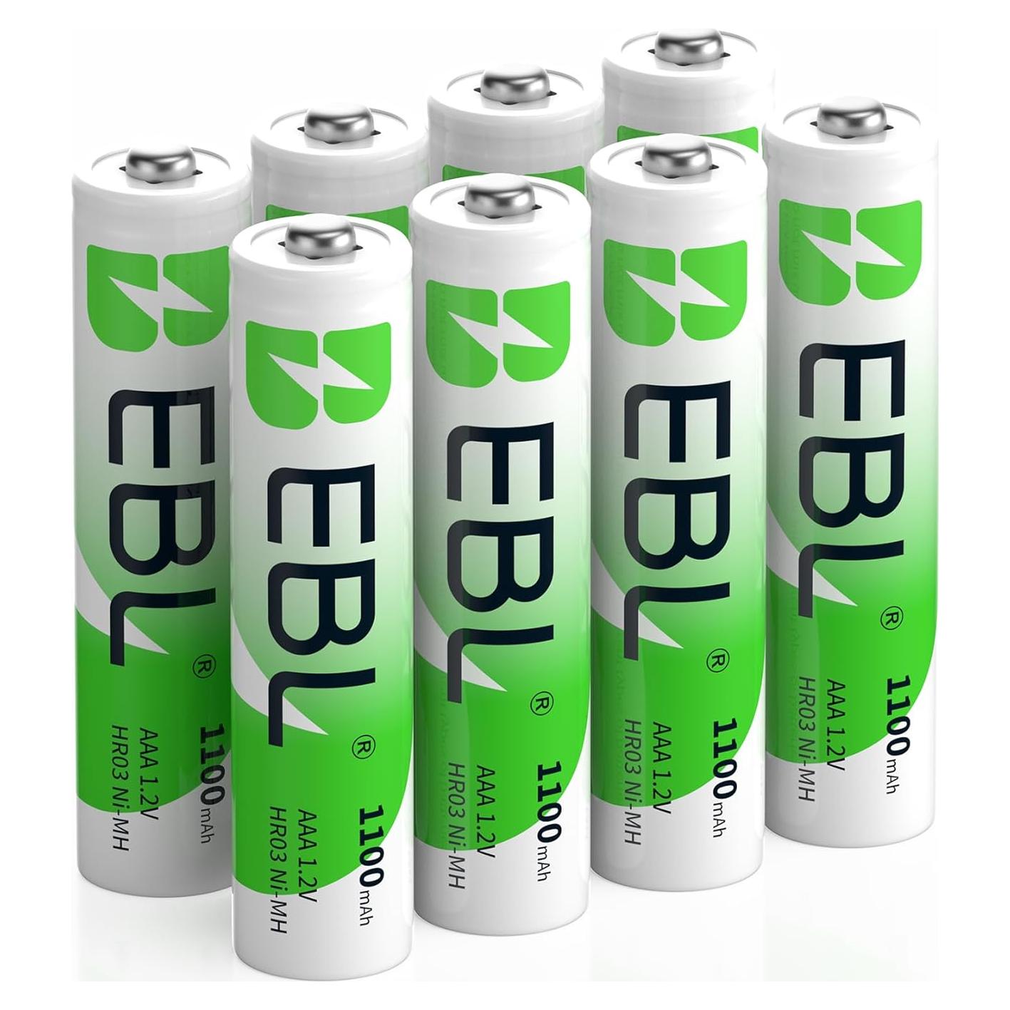 Baterías Recargables AAA EBL 1100mAh 1.2V - Paquete de 8