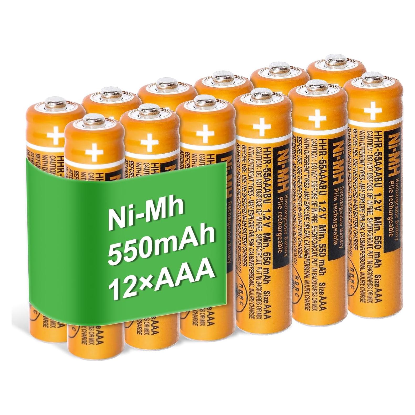 Paquete de 12 Baterías Recargables NiMH AAA 550mAh Panasonic