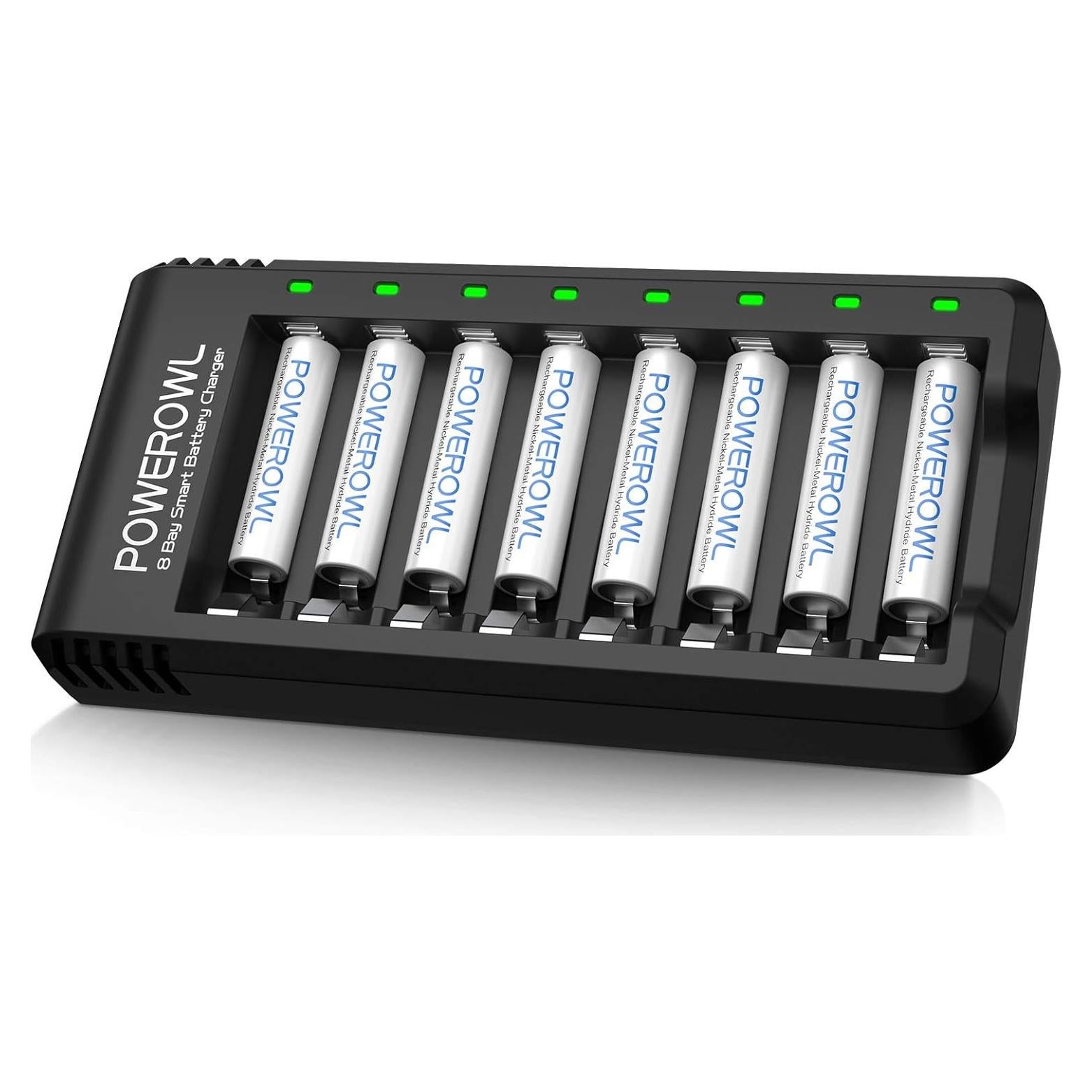Baterías recargables AAA Powerowl 1000mAh con cargador 8x