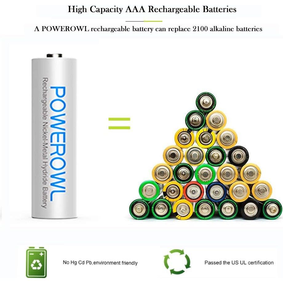 Baterías recargables AAA Powerowl 1000mAh con cargador 8x