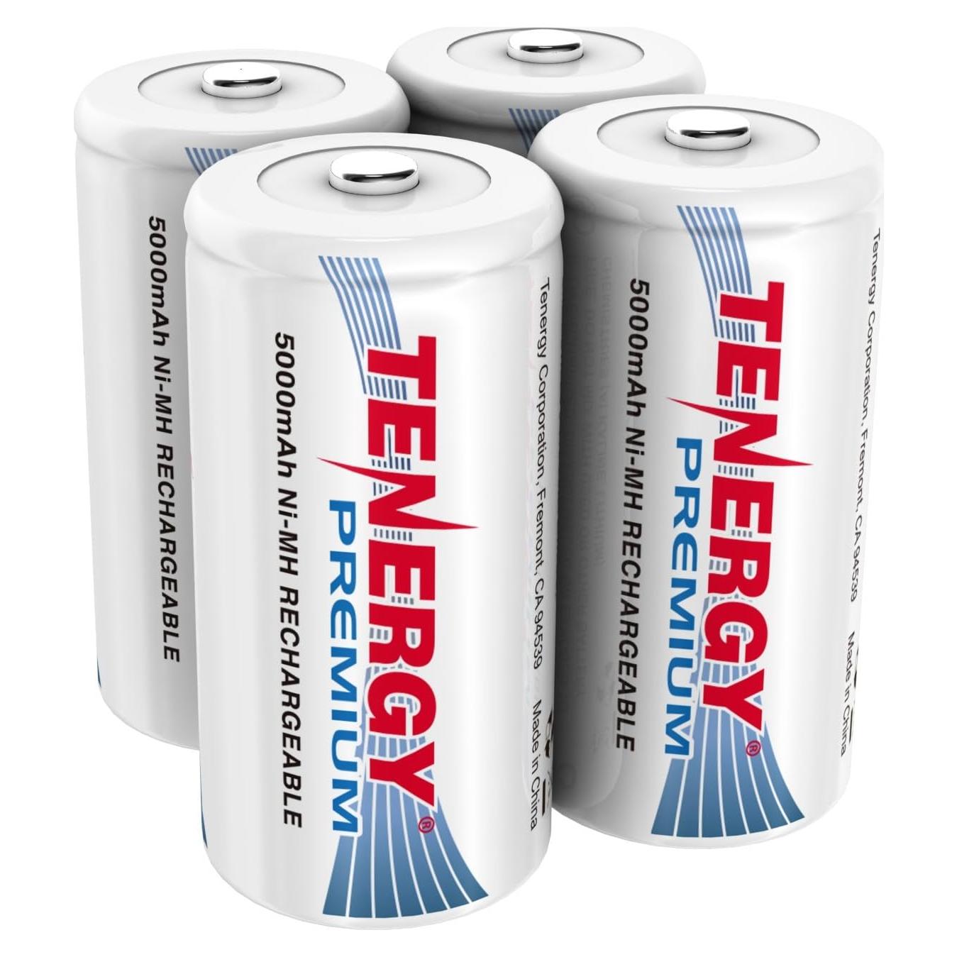 Baterías recargables C Tenergy 5000mAh, paquete de 4