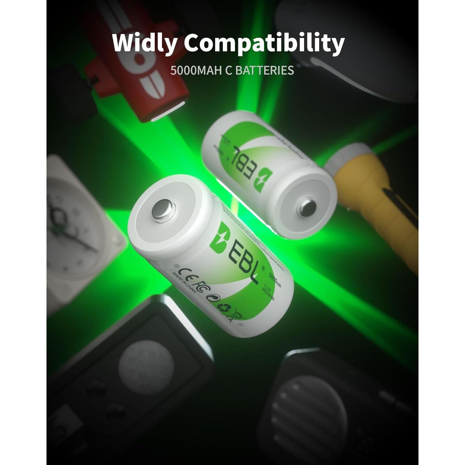 Baterías recargables EBL C 5000mAh Ni-MH - Paquete de 6
