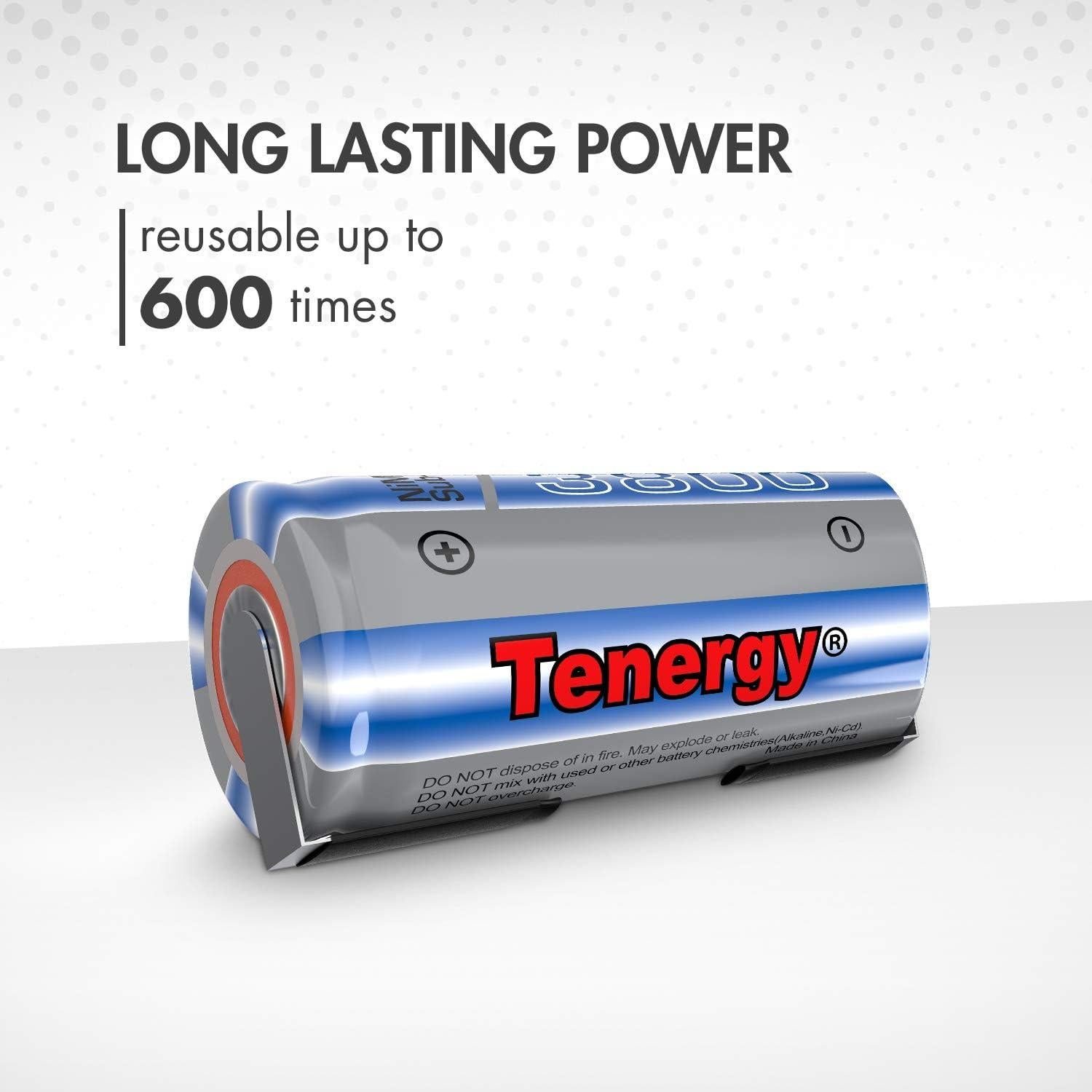 Baterías recargables Tenergy NiMH SubC 1.2V 3800mAh - Paquete de 10