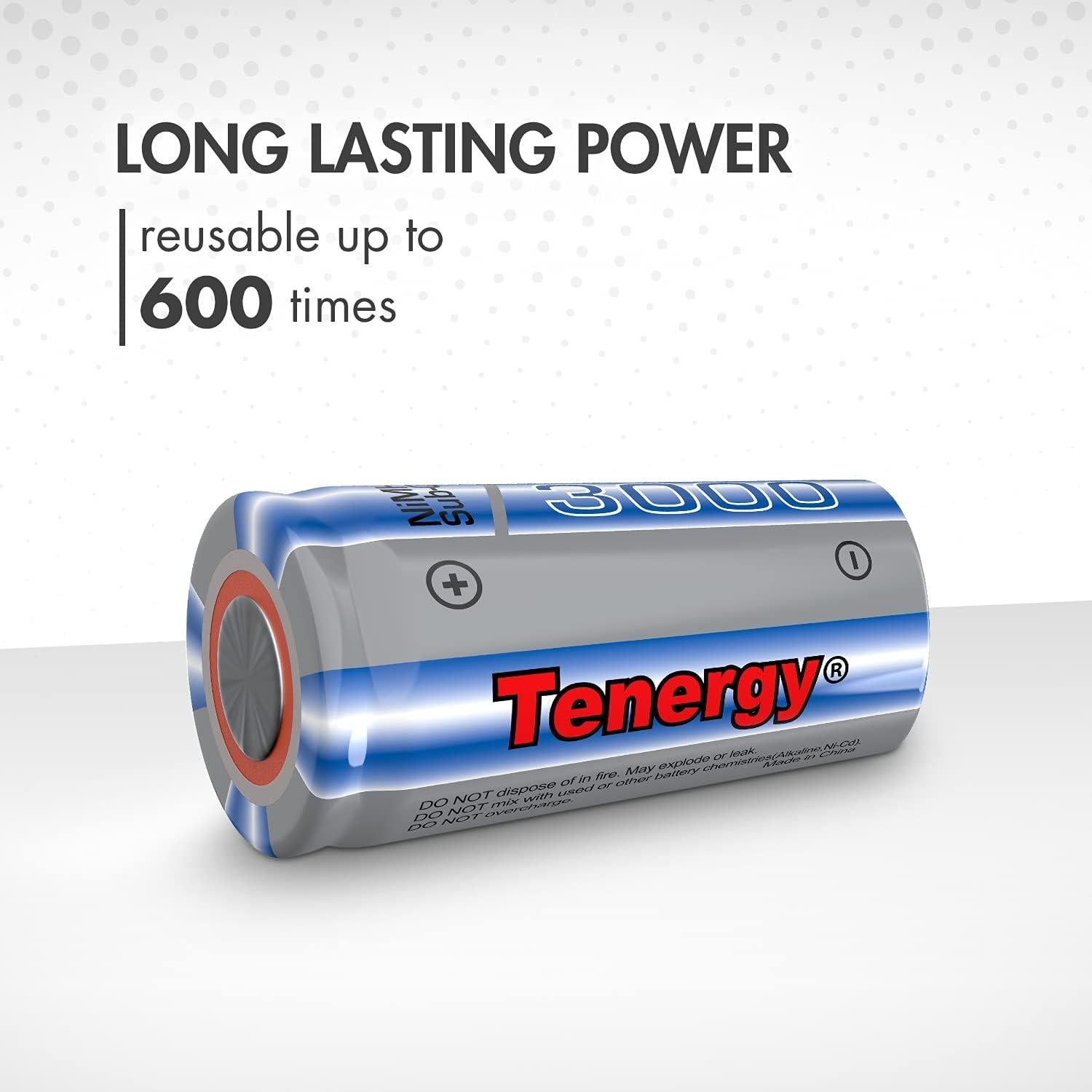 Baterías recargables Tenergy NiMH SubC 1.2V 3000mAh - Paquete de 15
