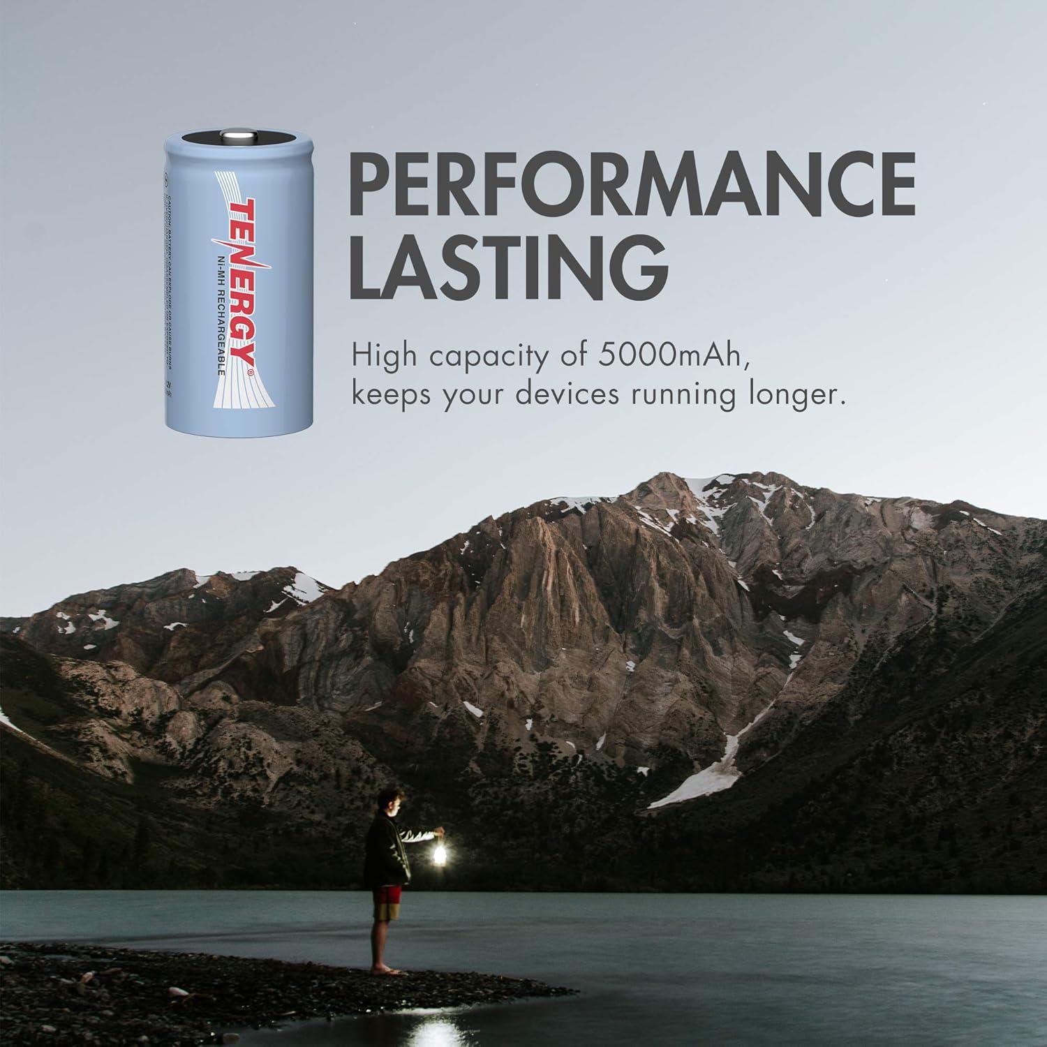 Baterías C recargables Tenergy 1.2V 5000mAh - Paquete de 8