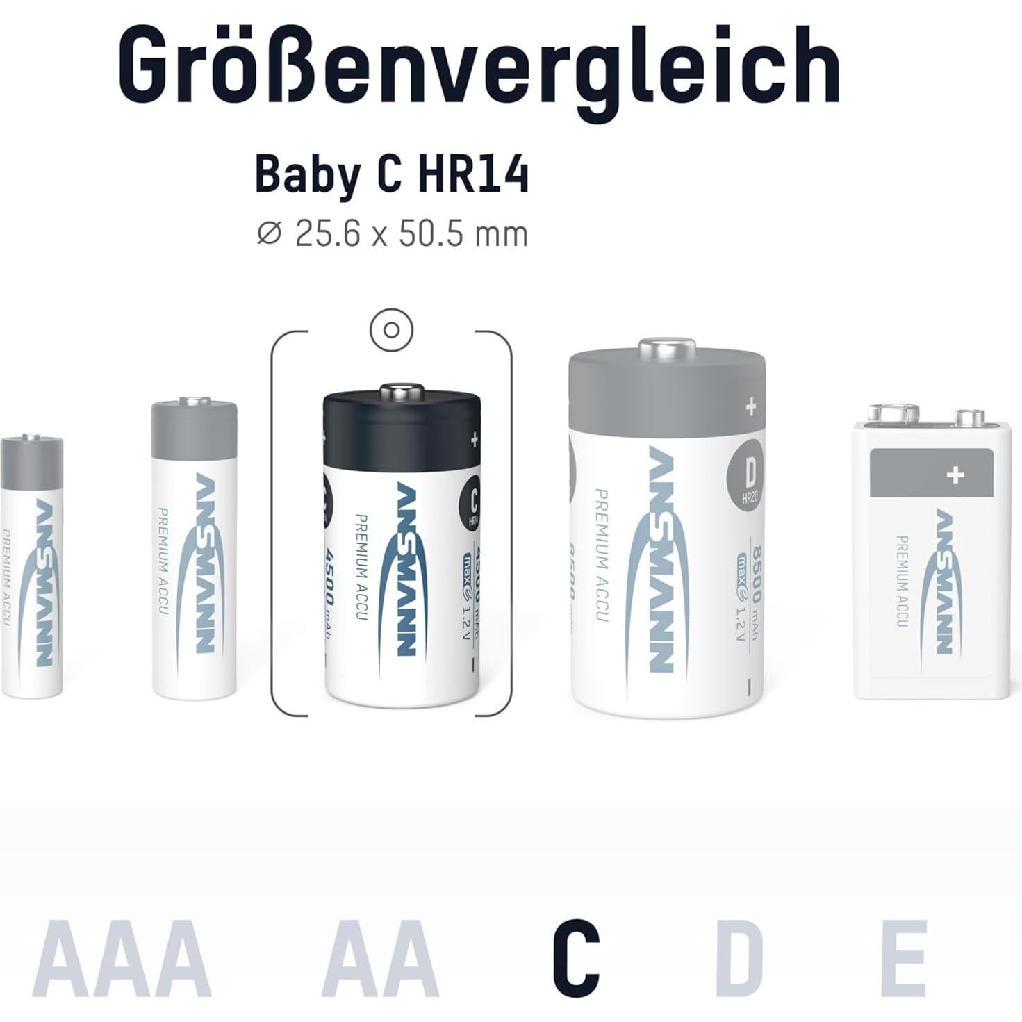 Baterías recargables ANSMANN maxE C 4500mAh - Paquete de 4