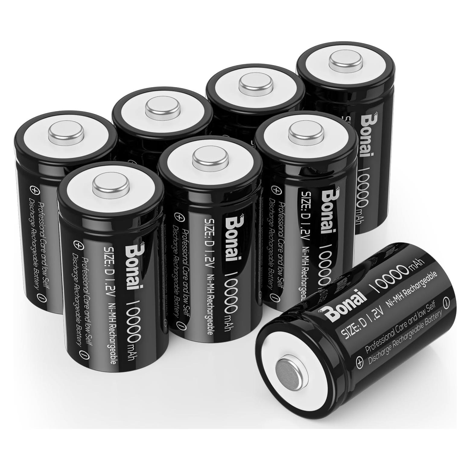 Baterías recargables BONAI D 10,000mAh Ni-MH - Paquete de 8